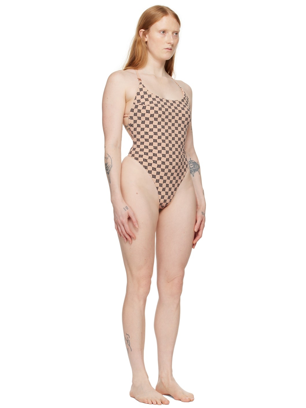 Beige Monogram One-Piece Swimsuit - 2