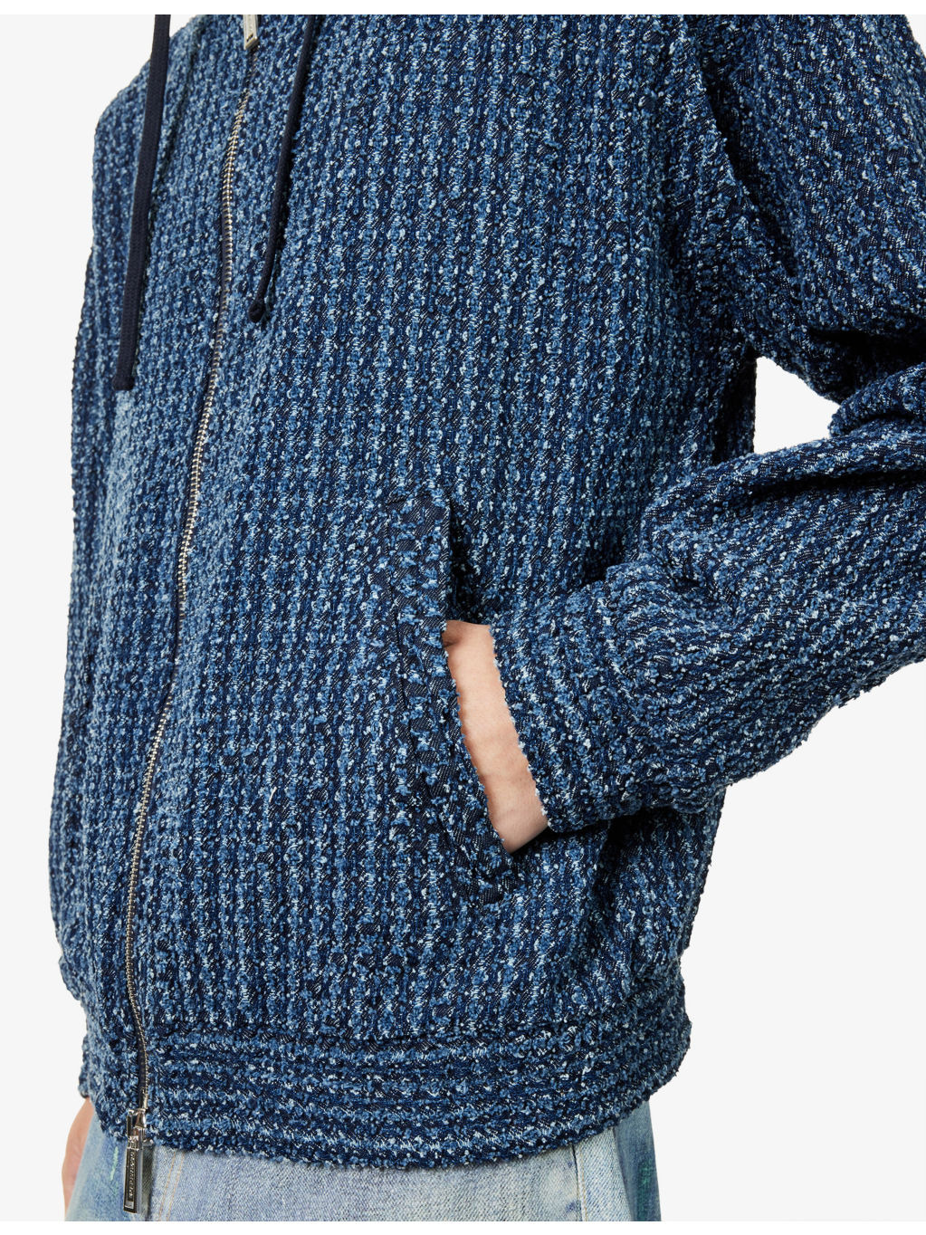 Hooded Long-Sleeve Denim Hoody - 5