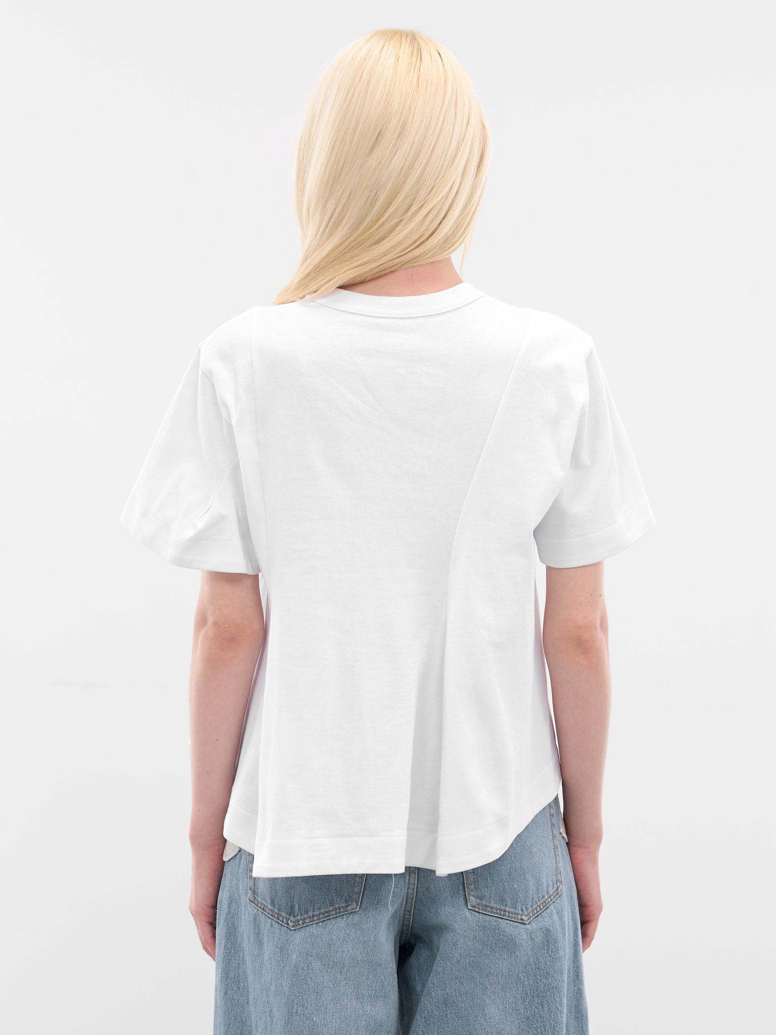 White Asymmetric Drape Pocket Tee - 3