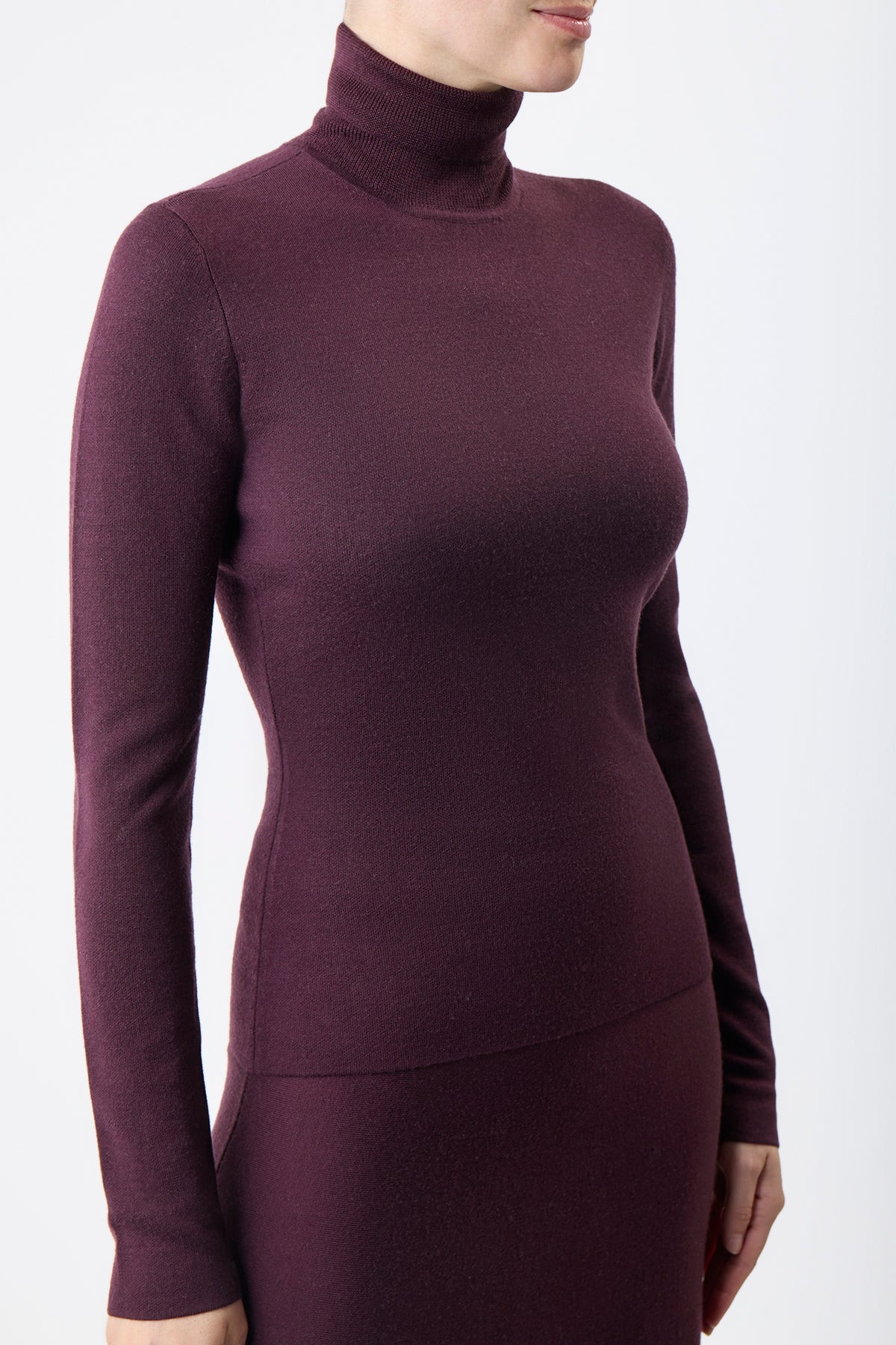 May Turtleneck in Deep Bordeaux Cashmere Wool - 5