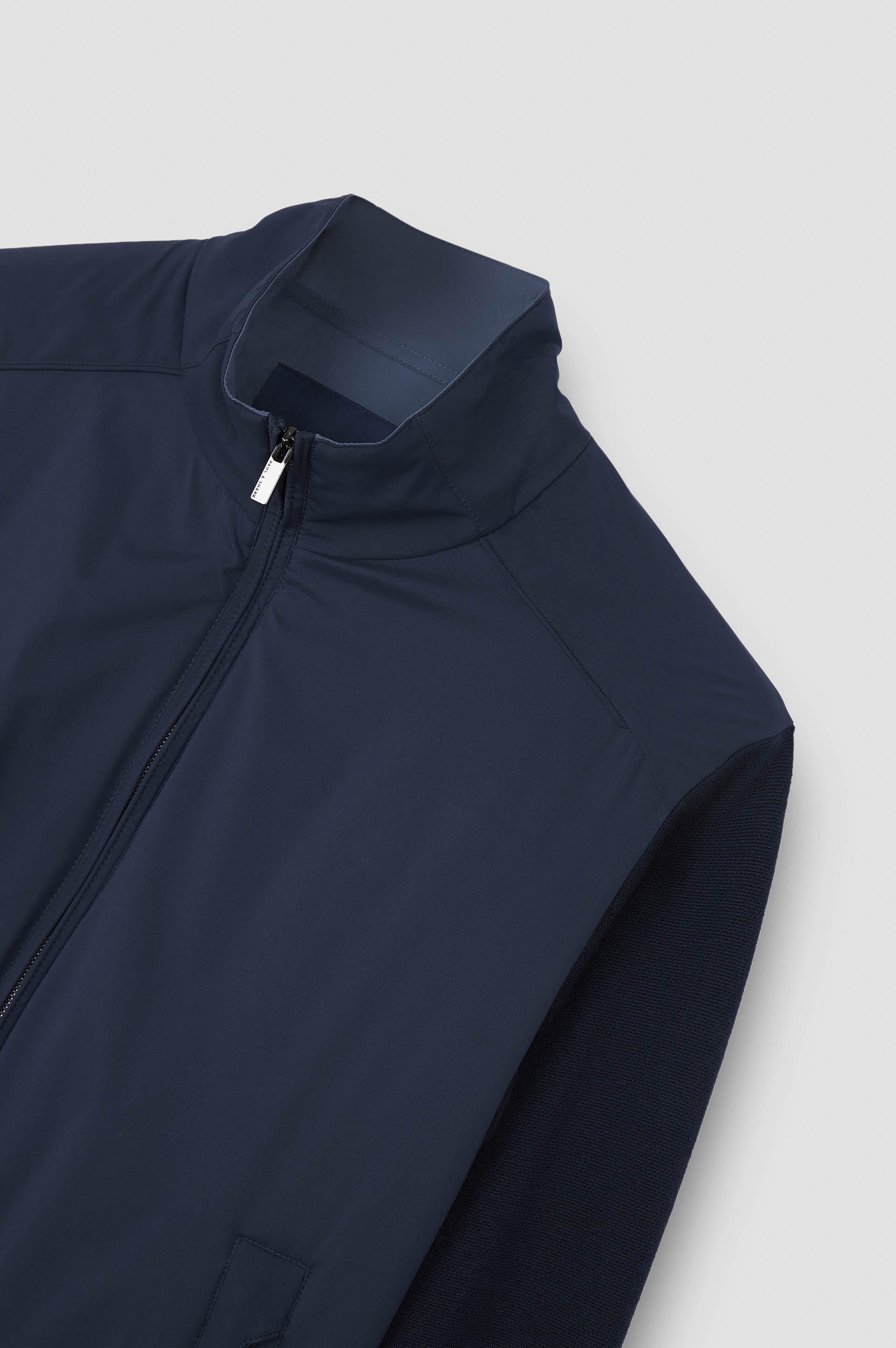 HYBRID ZIP-UP SWEATER IN SOFT COOL TOUCH WOOL AND TYPHOON® PLATINUM - 6
