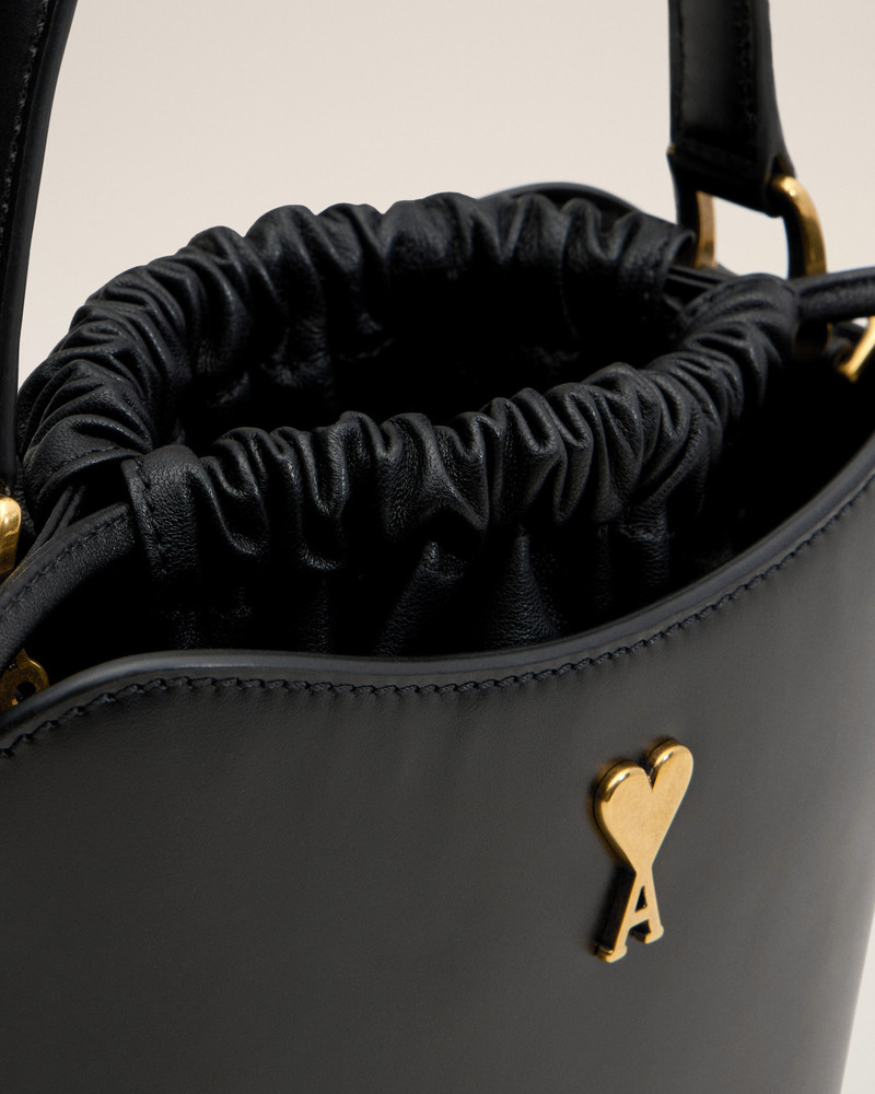 BLACK LEATHER MINI PARIS PARIS BUCKET BAG 5