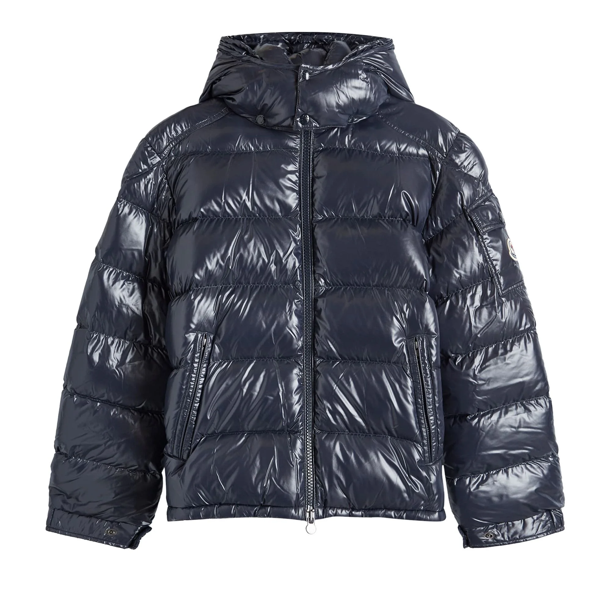 Moncler Maya Hooded Puffer Shiny Jacket 'Navy' - 1