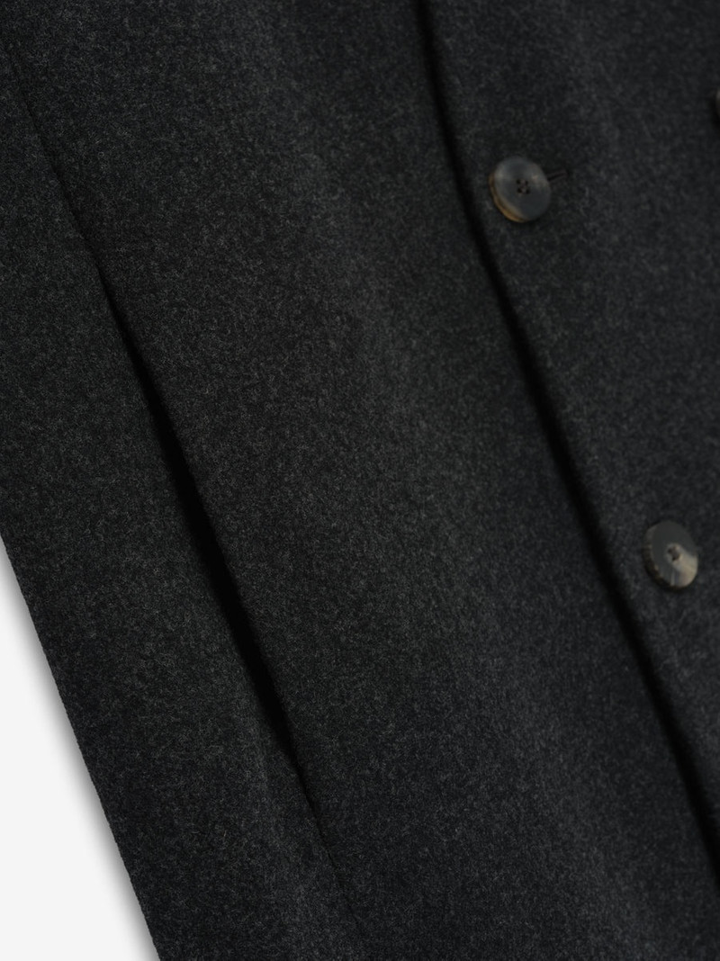 Wool Flannel Long Relaxed Lapelless Blazer 3