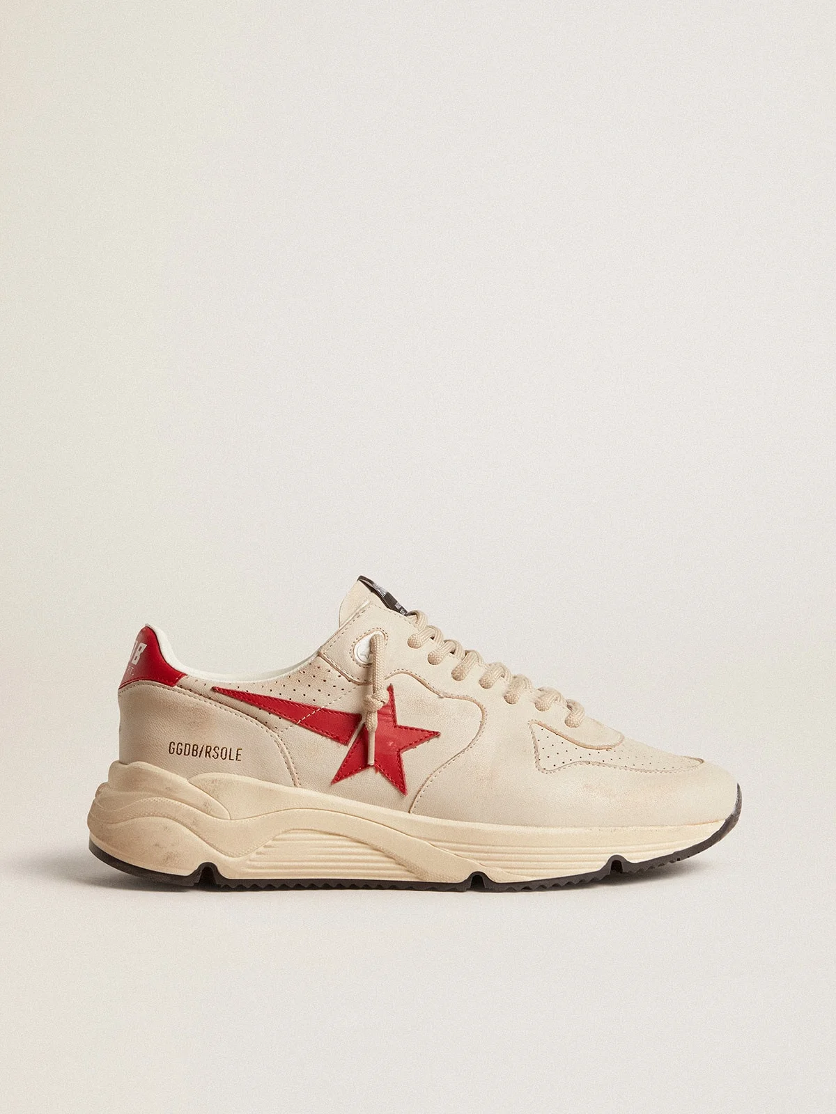 Running Sole in gray nappa leather with red nappa leather star and heel tab - 1
