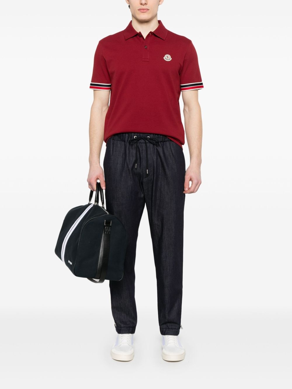 logo-patch tapered trousers - 2