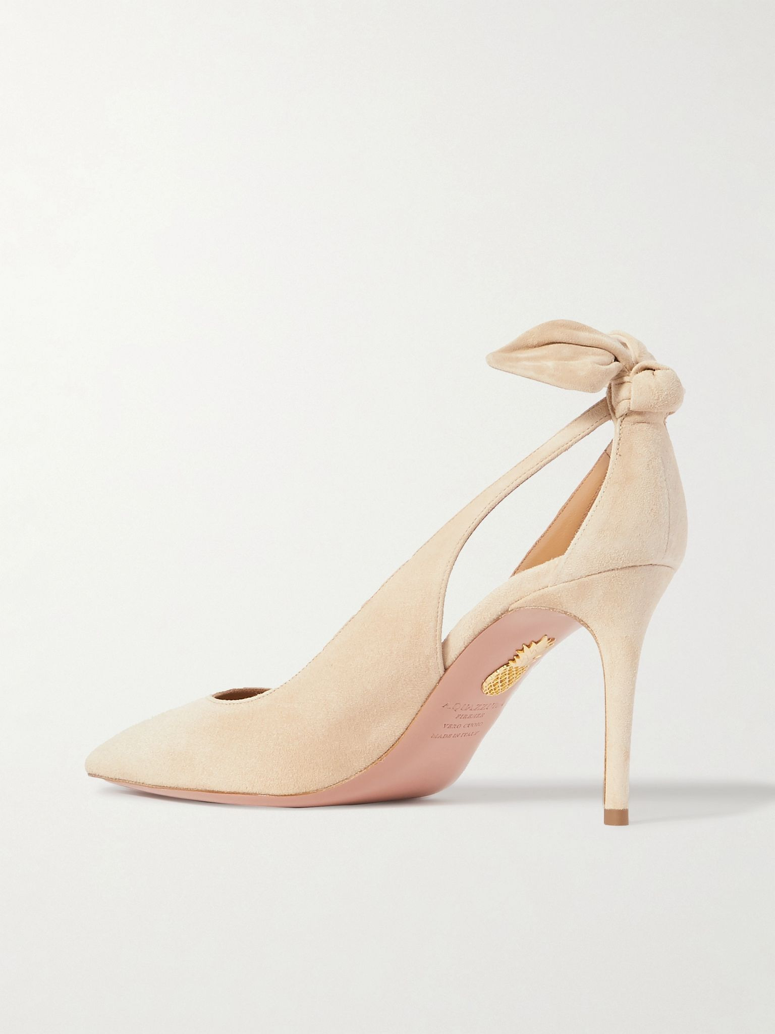 Bow Tie 85 suede pumps Neutral - 3