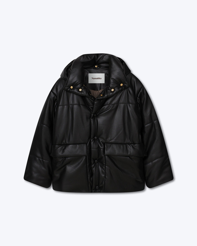 Okobor™ Alt-Leather Hooded Puffer - 1