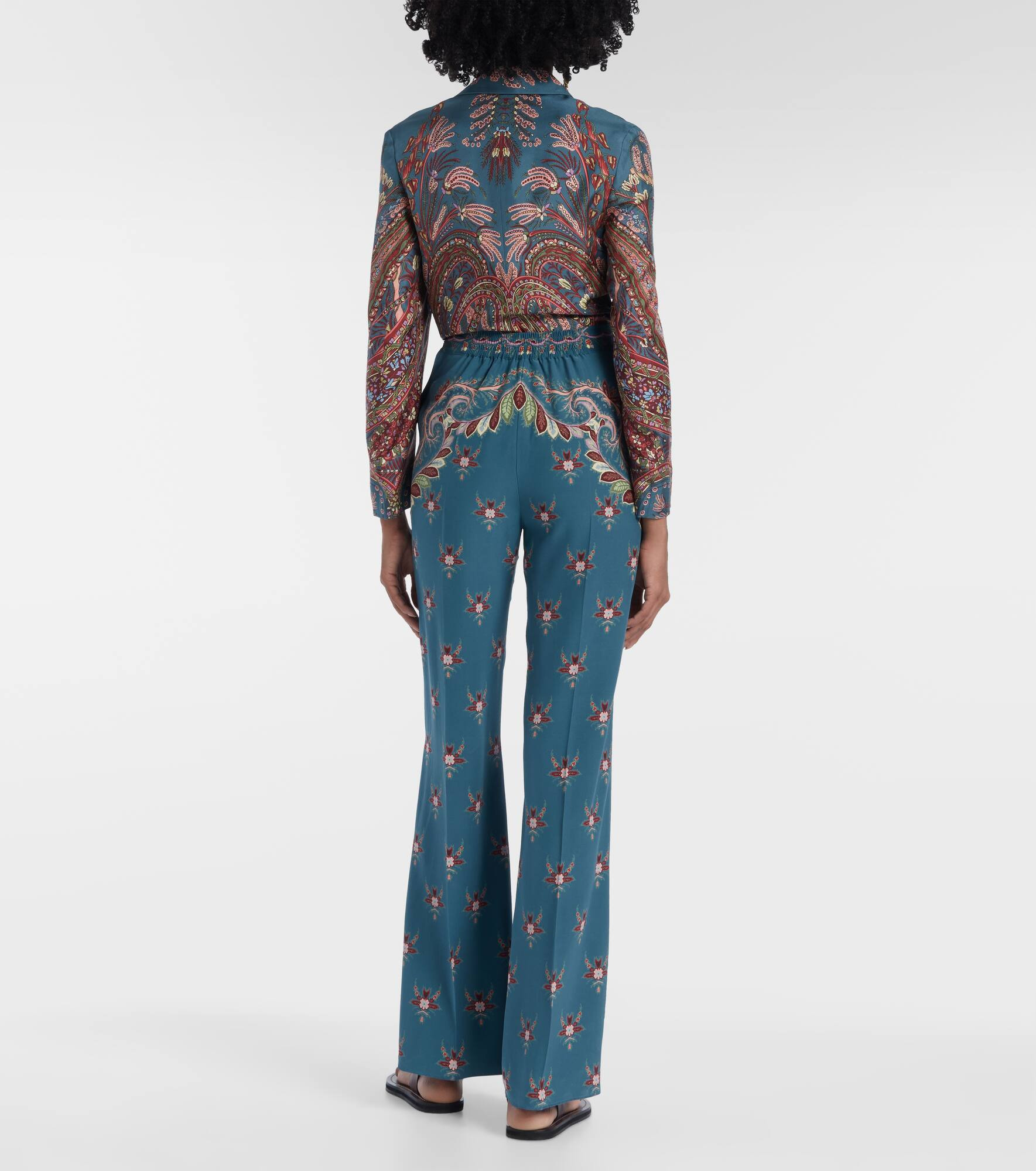 Floral printed silk flared pants - 3