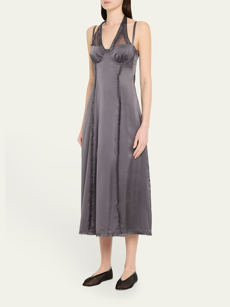JANE/WADE Shredded Silk Midi Dress outlook