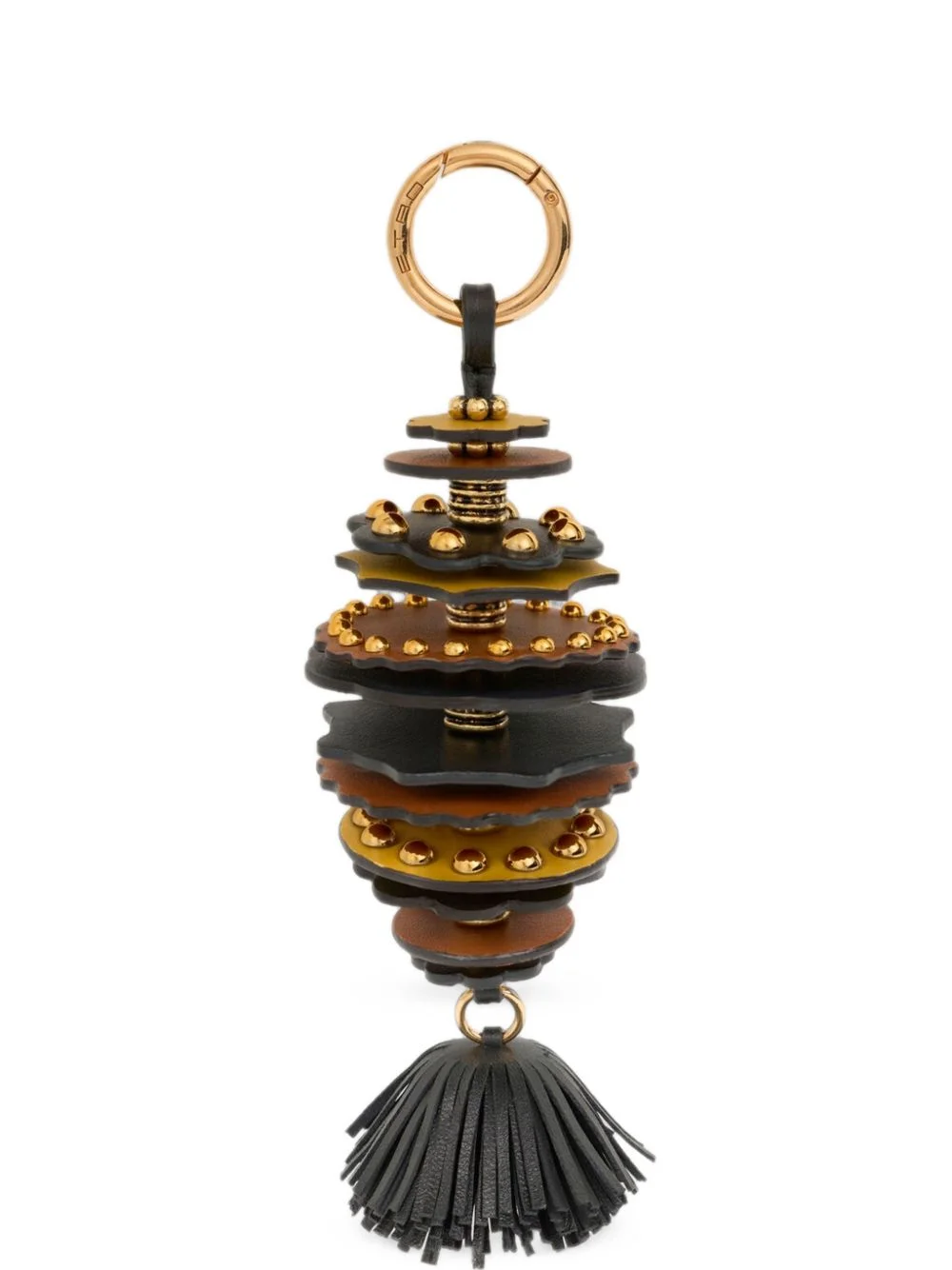 leather charm with discs and tassel - 1