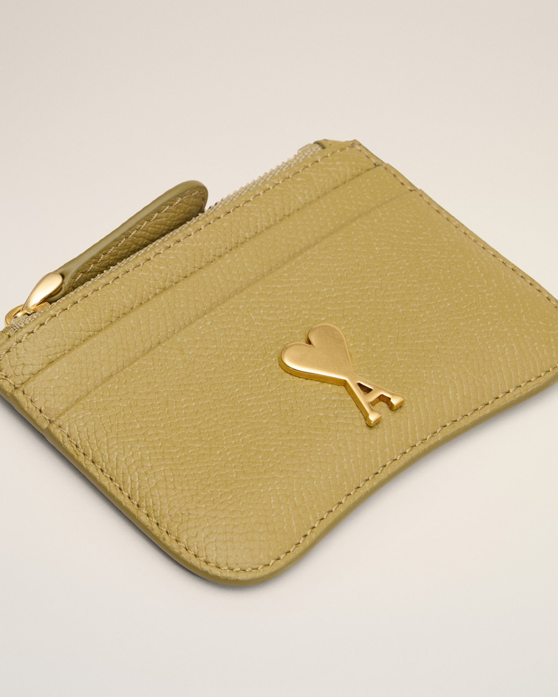 YELLOW LEATHER ZIPPED CARD HOLDER 3