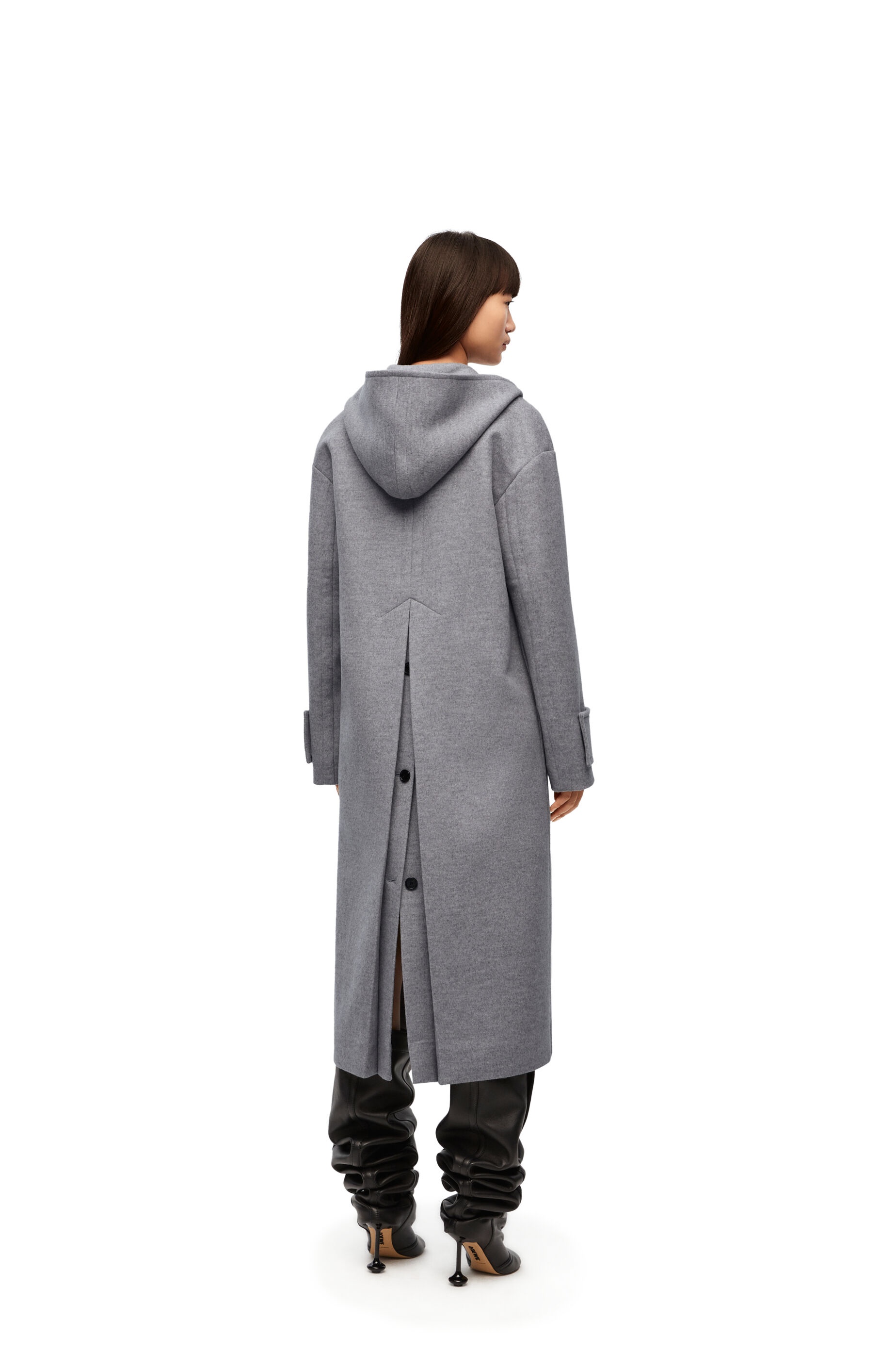 Hooded coat in wool and cashmere - 4