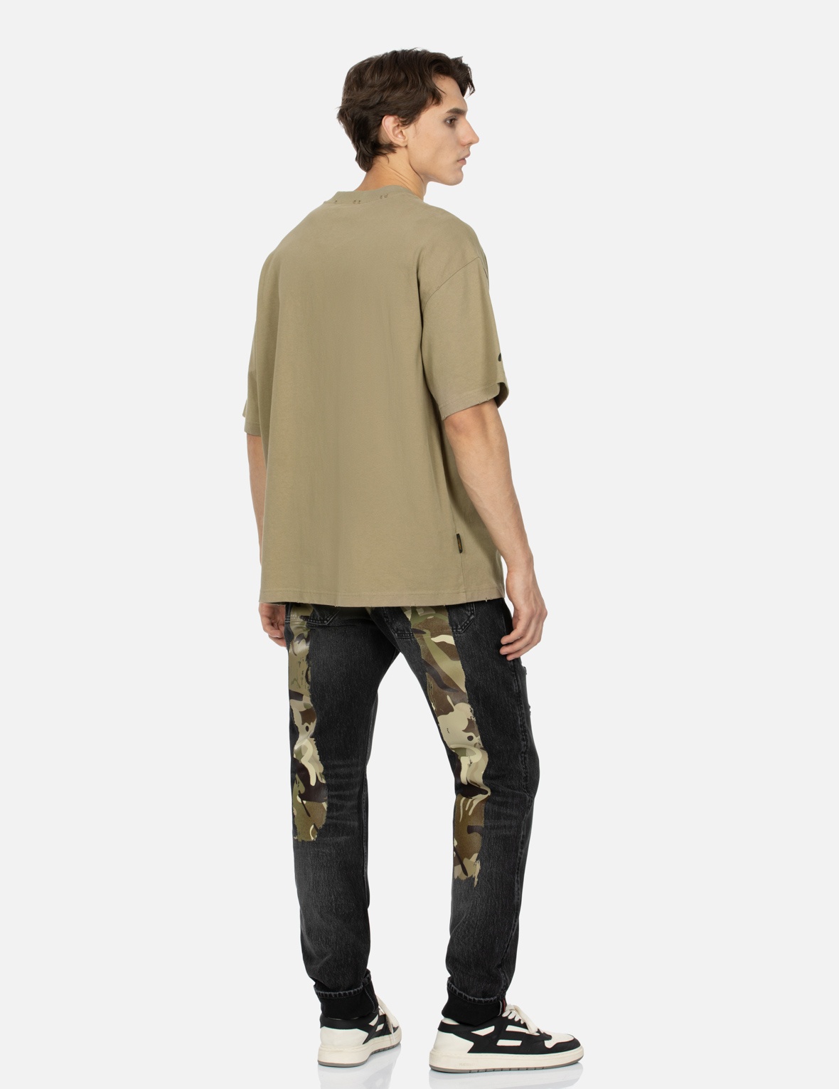 CAMOUFLAGE BRUSHSTROKE DAICOCK PRINT DISTRESSED CARROT FIT JEANS #2017 - 3