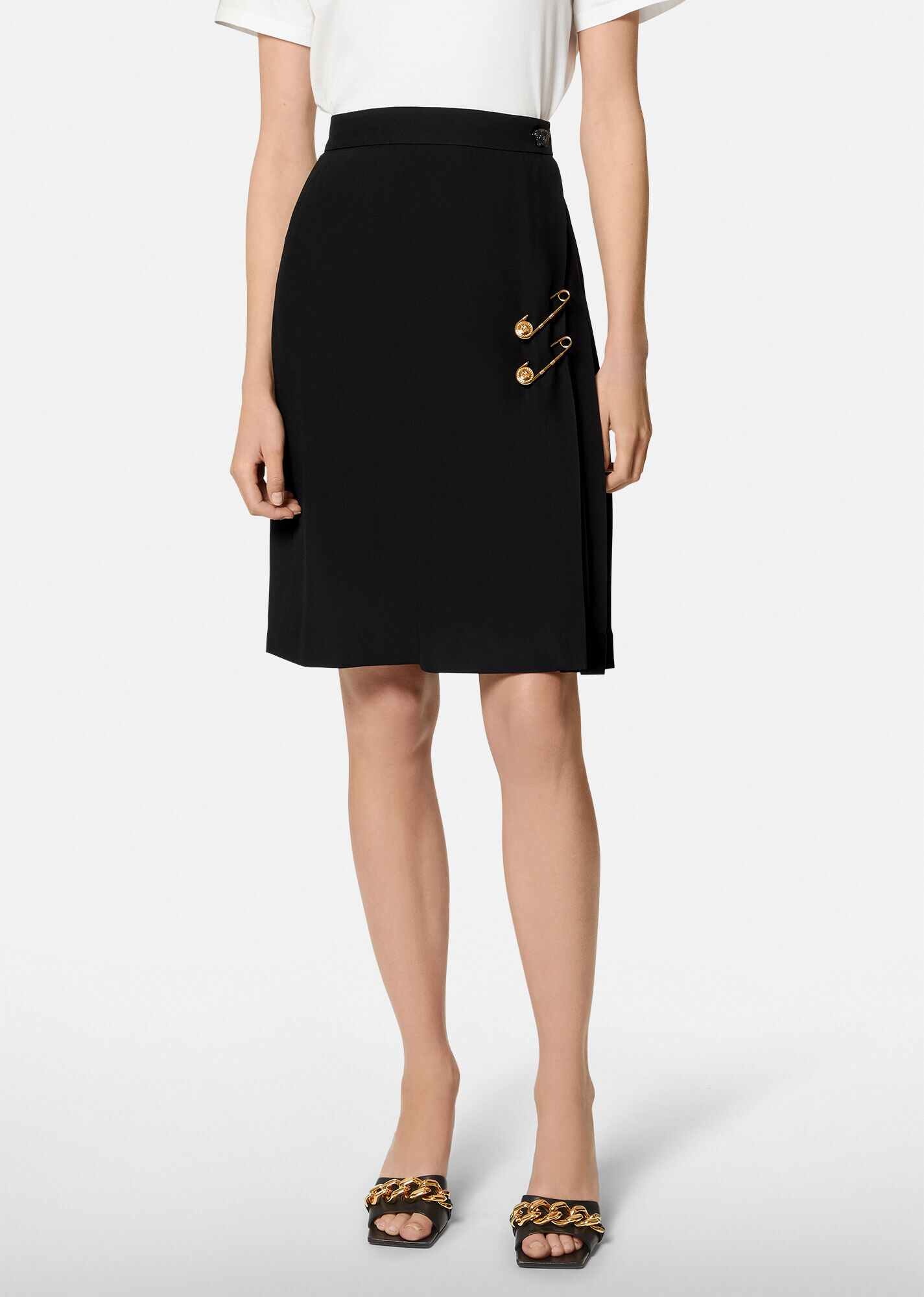 Safety Pin Pleated Satin Skirt - 2
