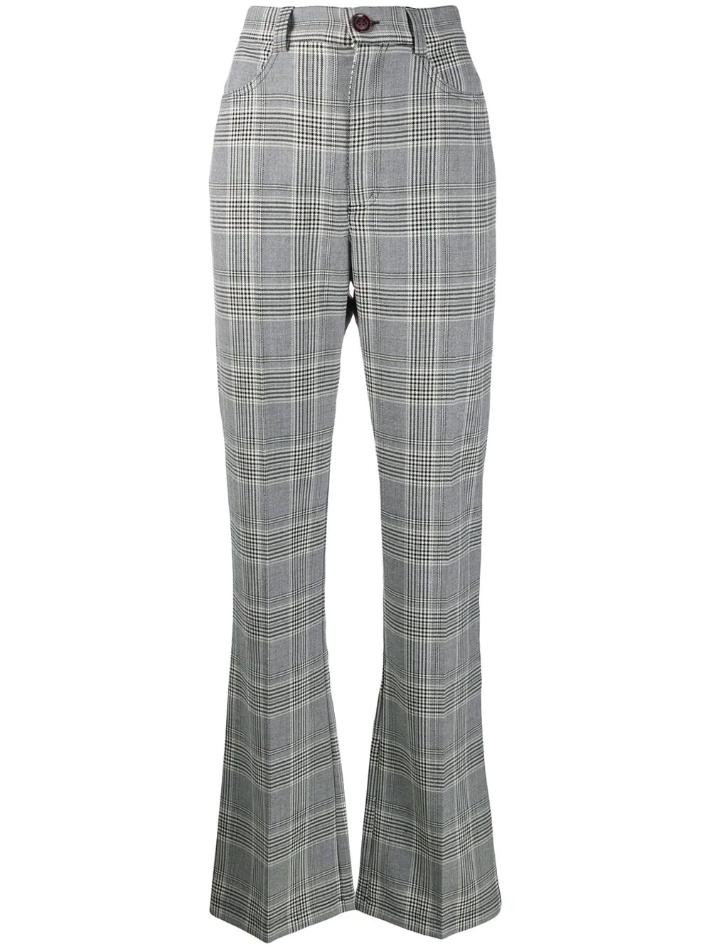 flared check trousers - 1