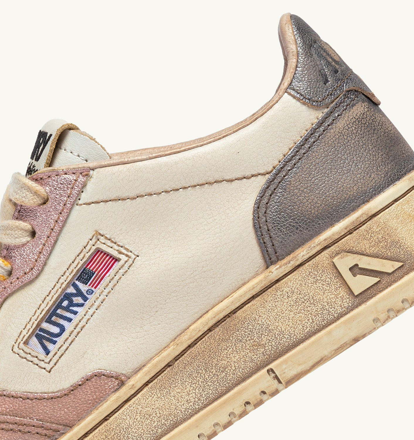 MEDALIST LOW SNEAKERS SUPER VINTAGE IN WHITE ROSE AND BLACKBOARD LEATHER - 6