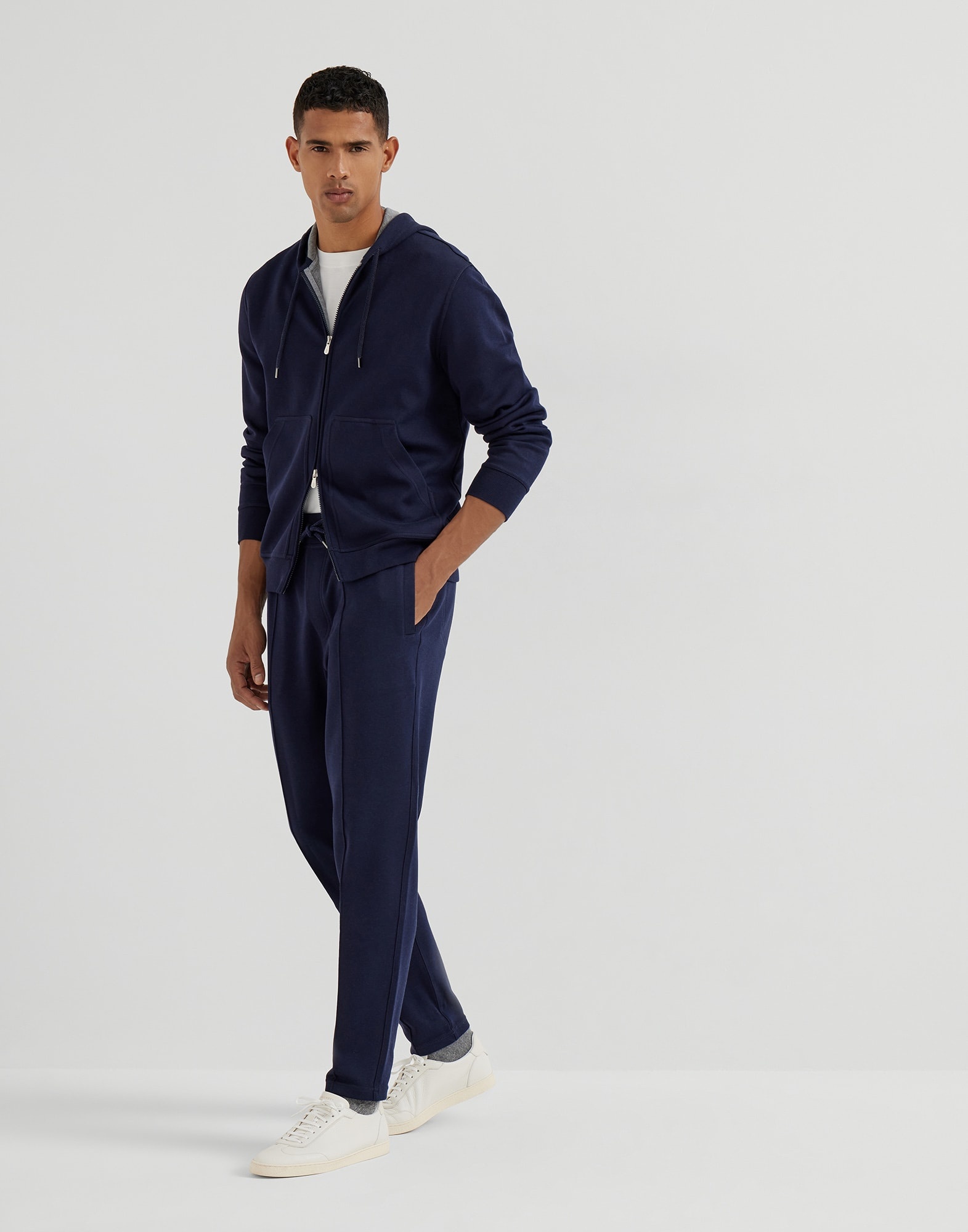 Cotton, cashmere and silk French terry double cloth trousers with Crête detail - 4