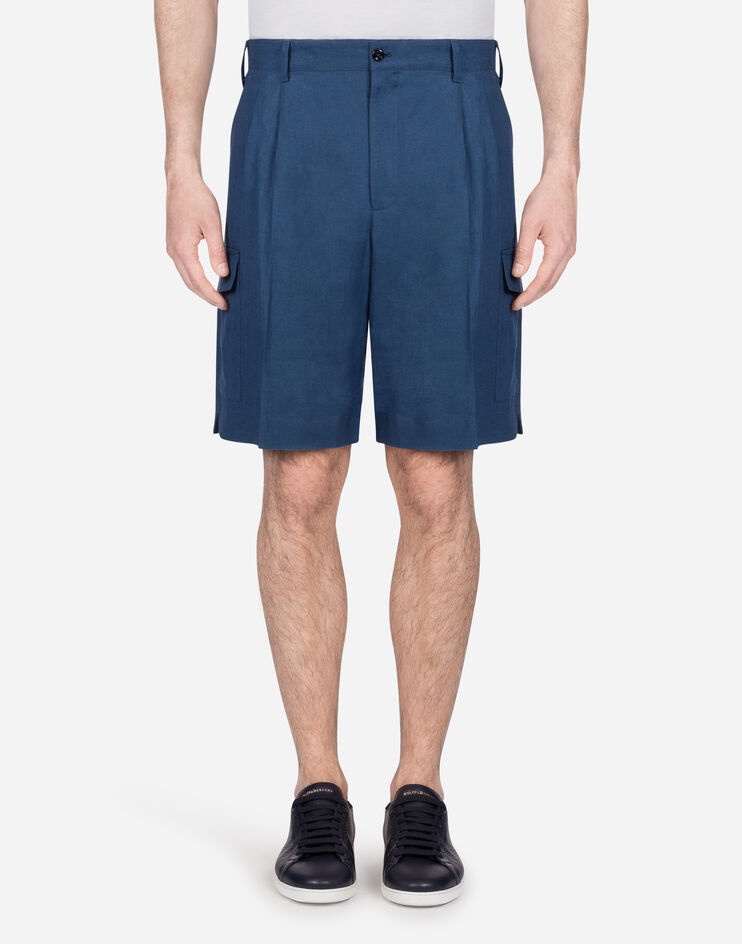 Bermuda cargo shorts in linen - 1