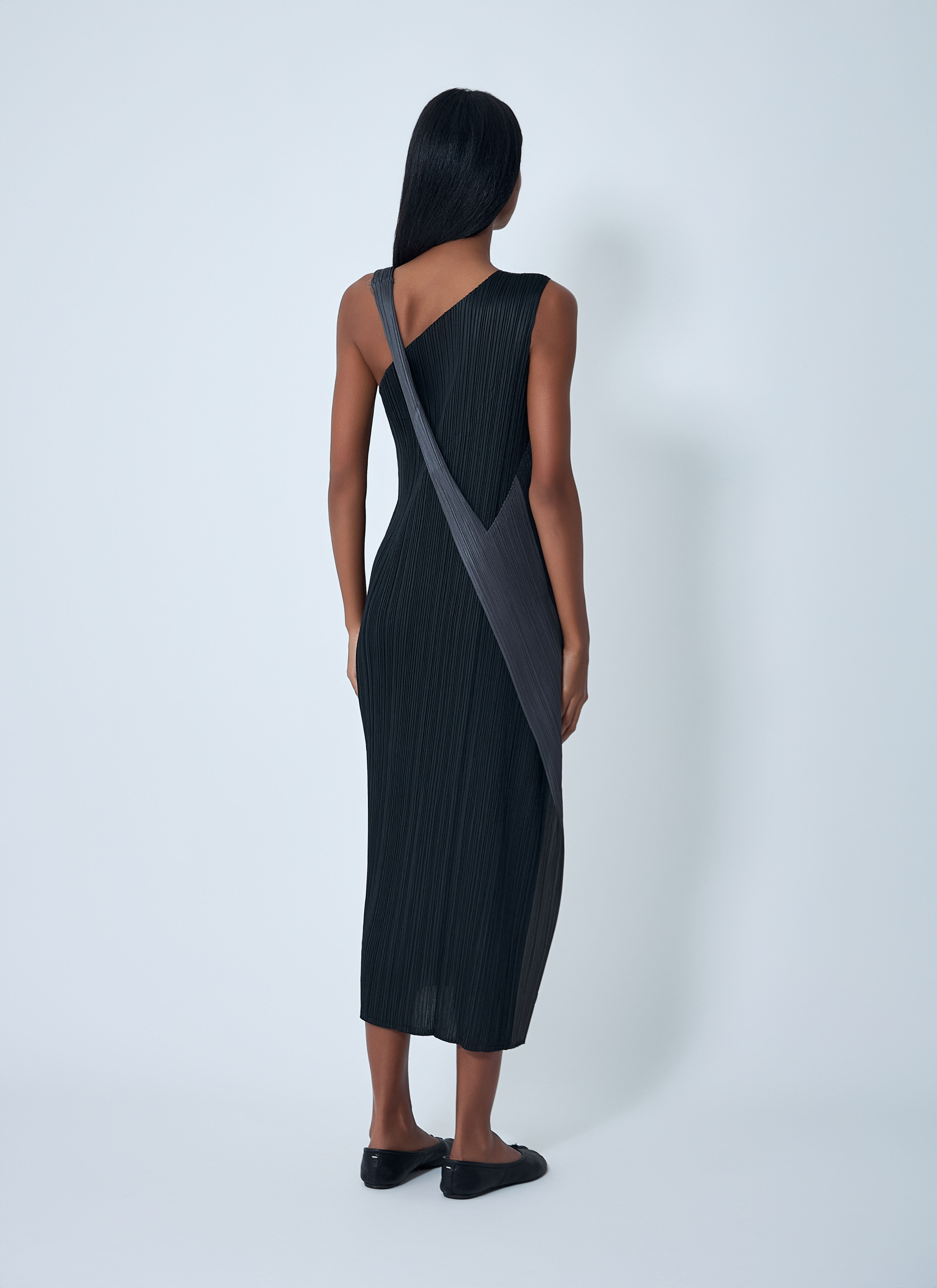 Contrast Panel Pleated Midi Dress - 4