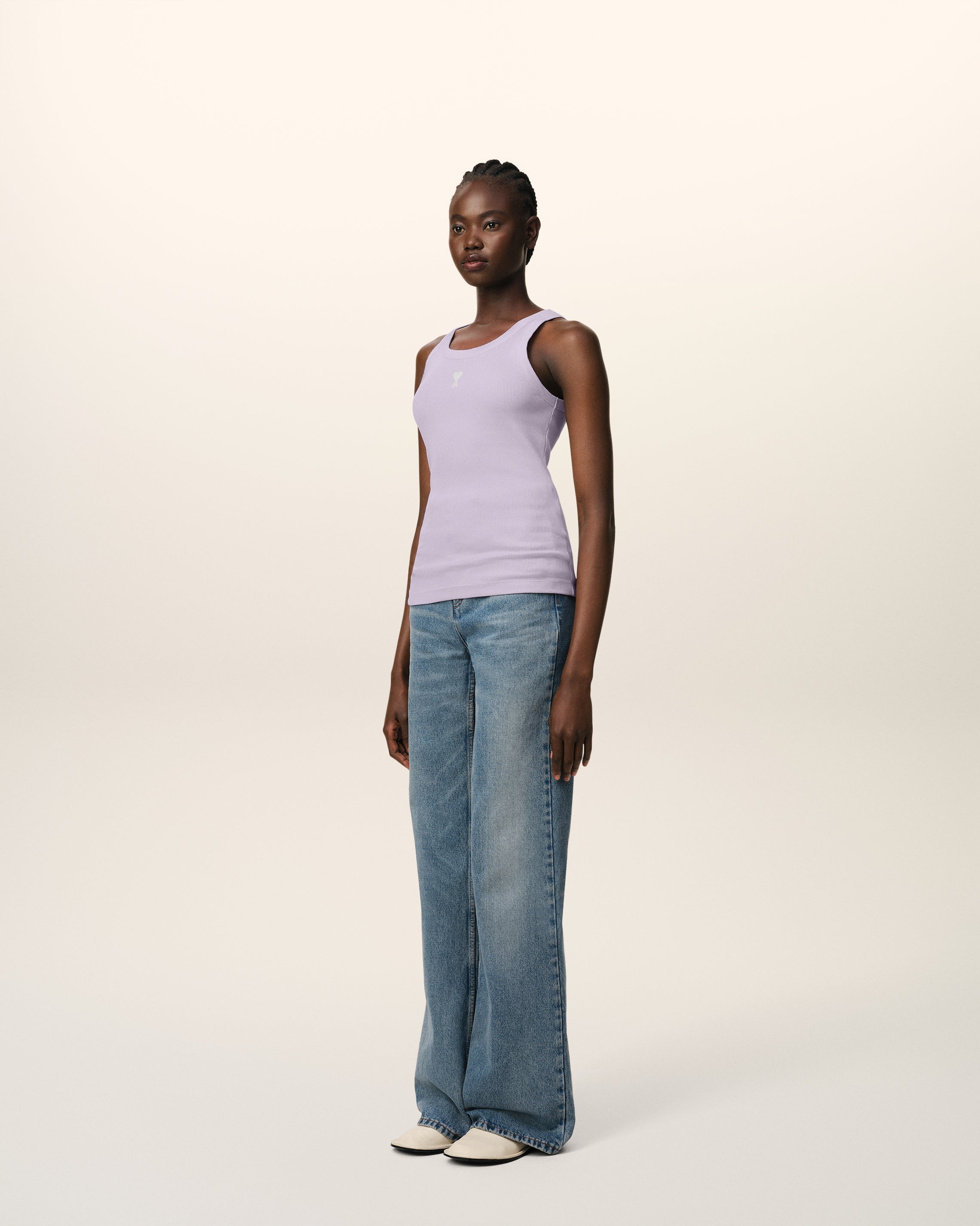 PURPLE COTTON RIB AMI DE COEUR TANKTOP - 6