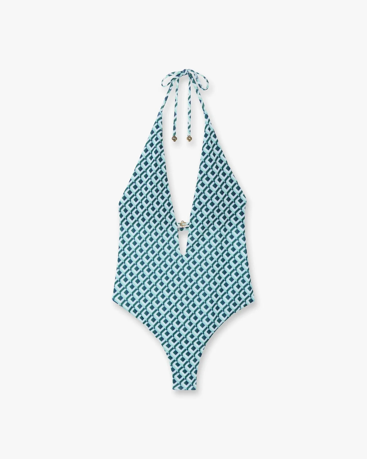 Green Cubist CC Monogram Plunge Swimsuit | Casablanca Paris - 1