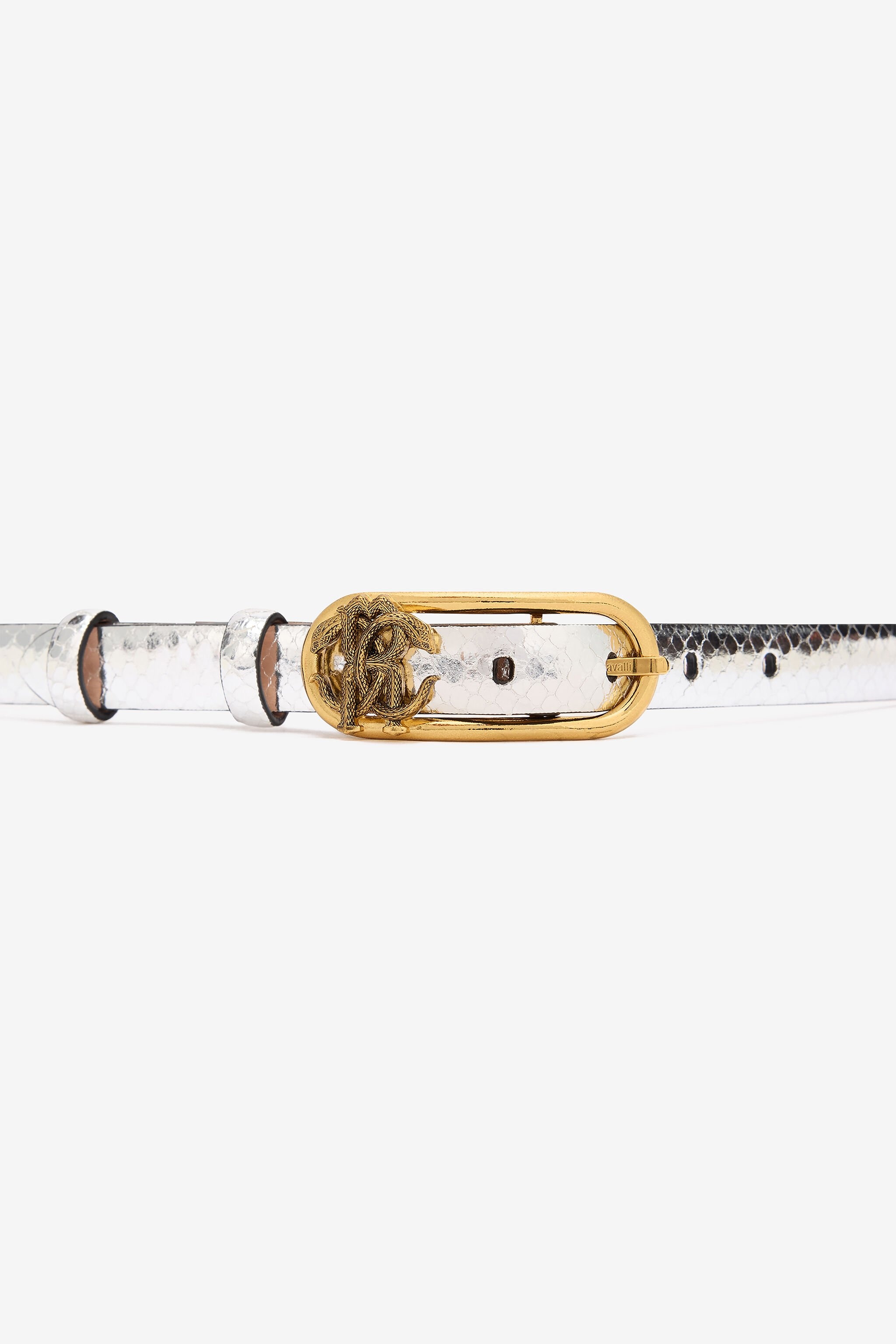Laminated Leather Belt with Snake Print - 4