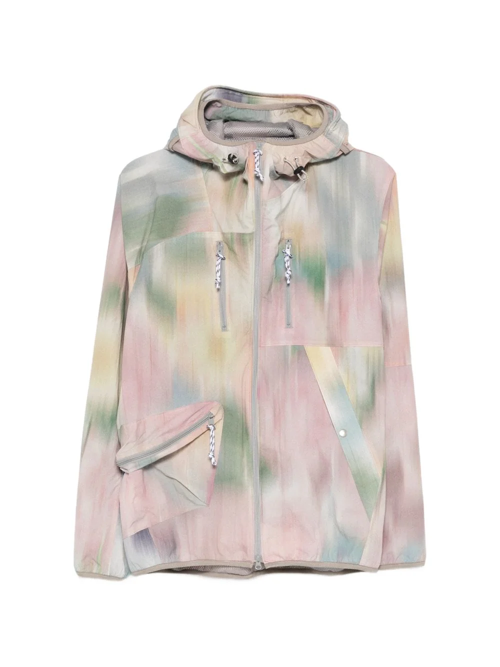 abstract-print hooded jacket - 1