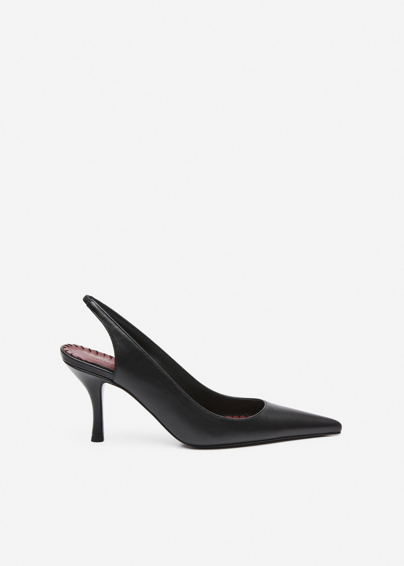 Low slingback pumps in black leather 1