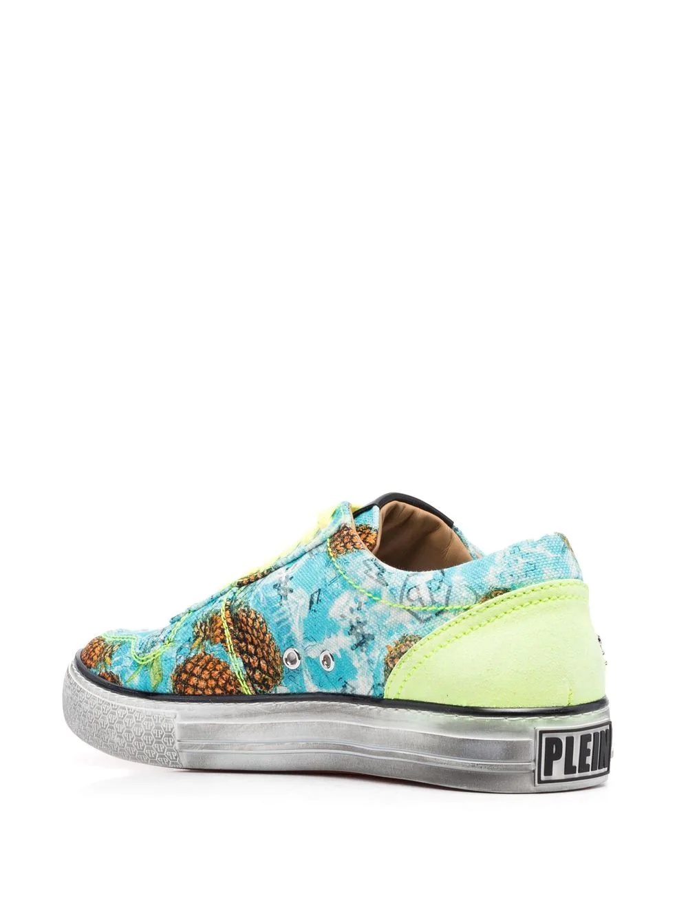 Flame-print canvas low-top sneakers - 3