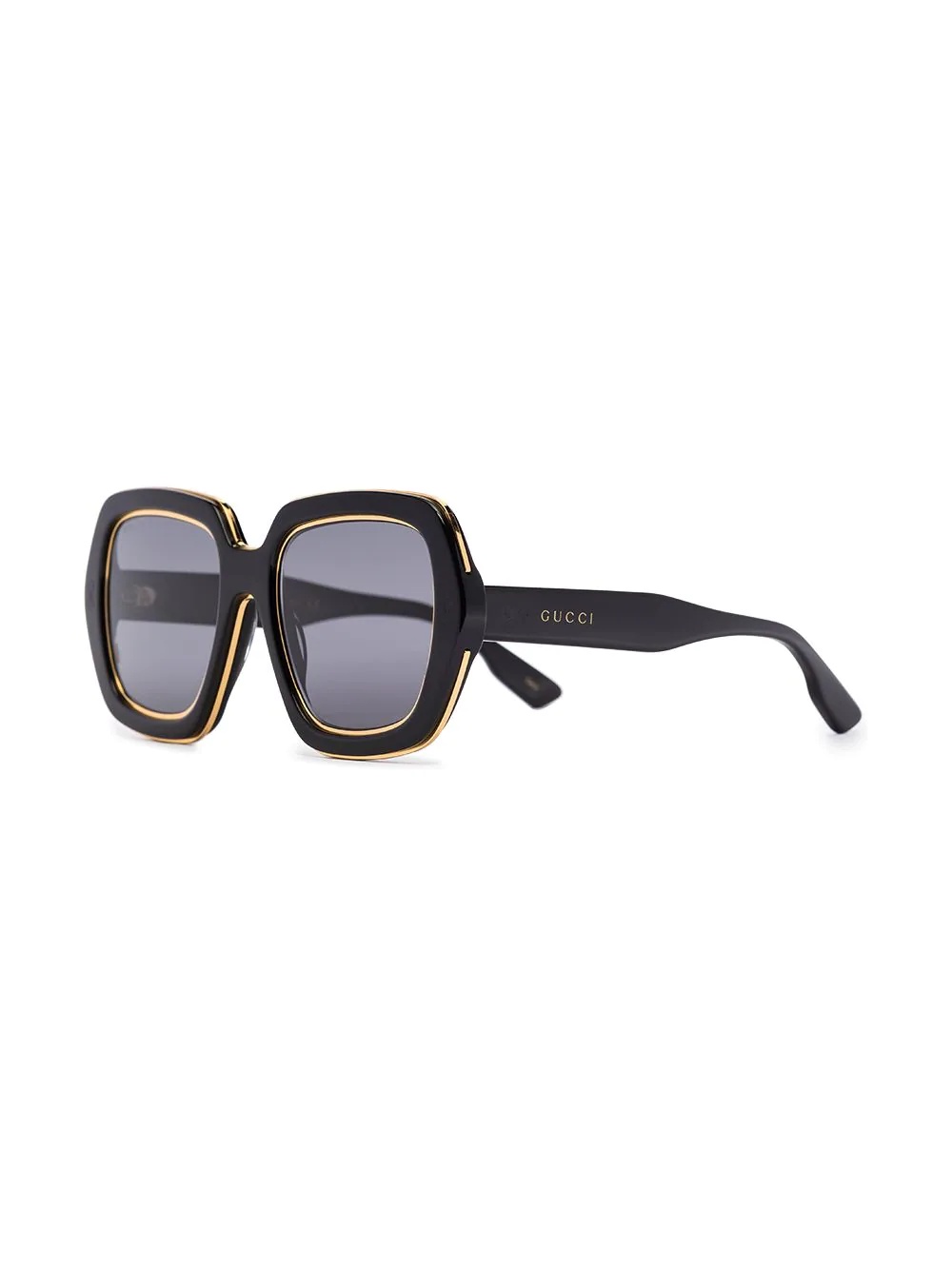 metallic-trim square-frame sunglasses - 3