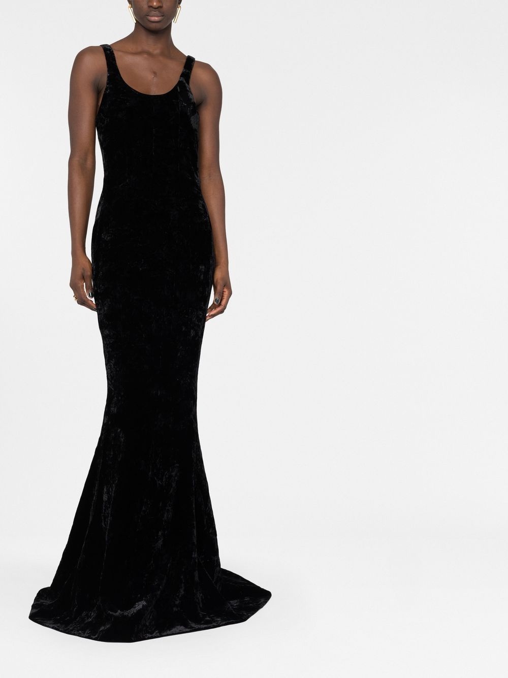 velvet sleeveless evening dress - 2