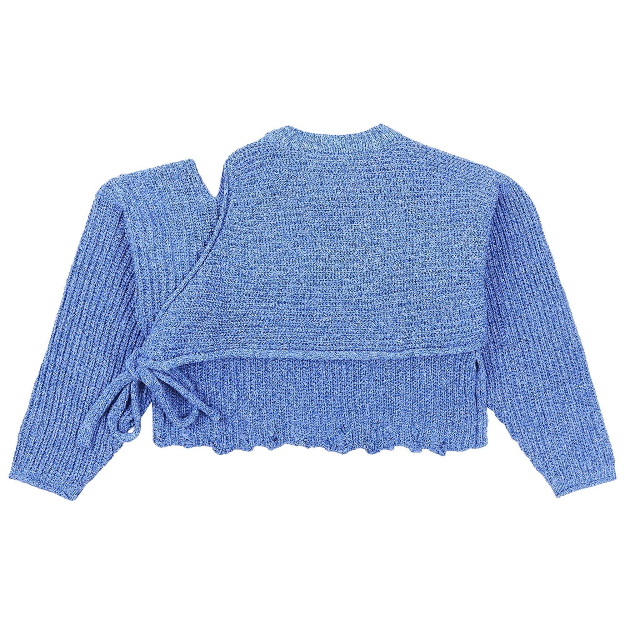 Ottolinger Knitted Deconstructed Wrap Knit Top 'Blue' - 2