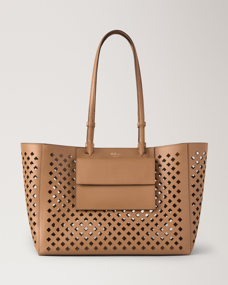 Perforated Tote Toffee Perforated Leather 1