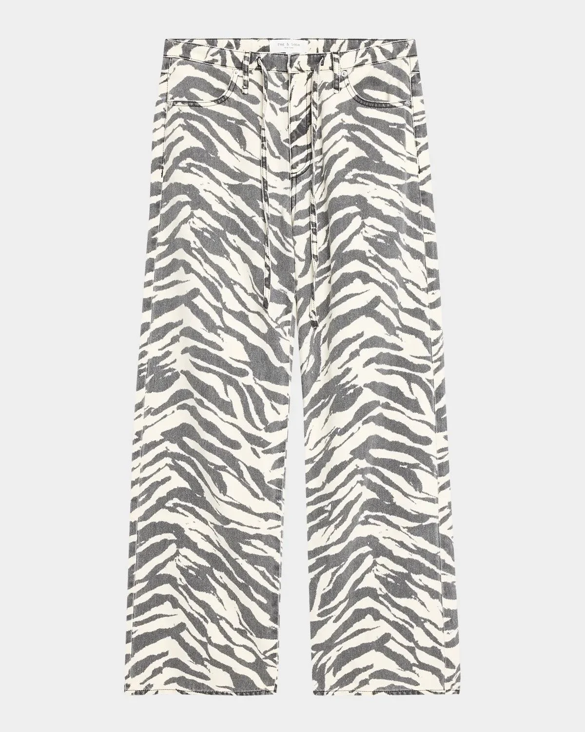 Phoebe Zebra-Printed Drawstring Jeans - 1