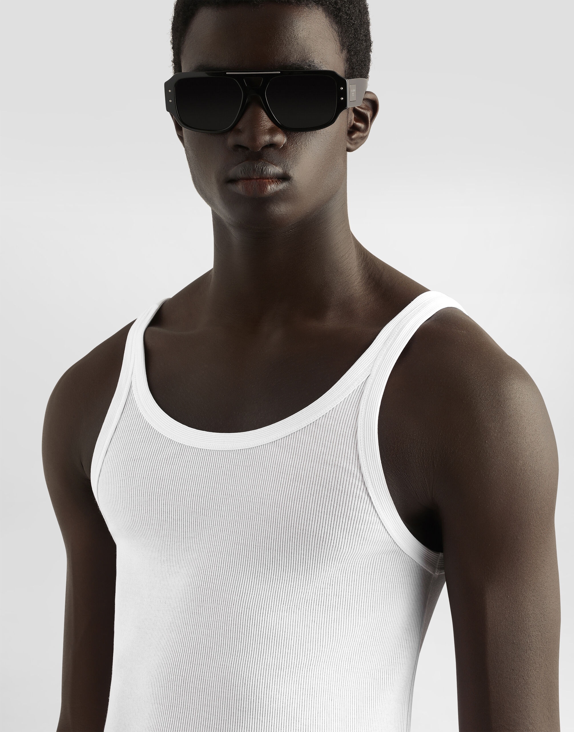Fine-rib slim-fit singlet with tag - 4