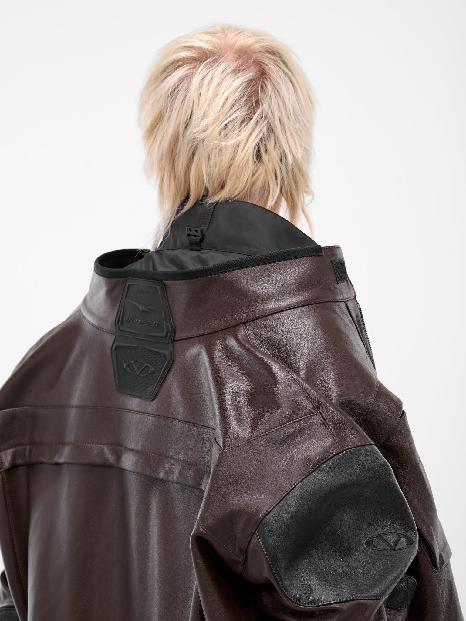 Brown Leather Biker Parka Jacket - 5