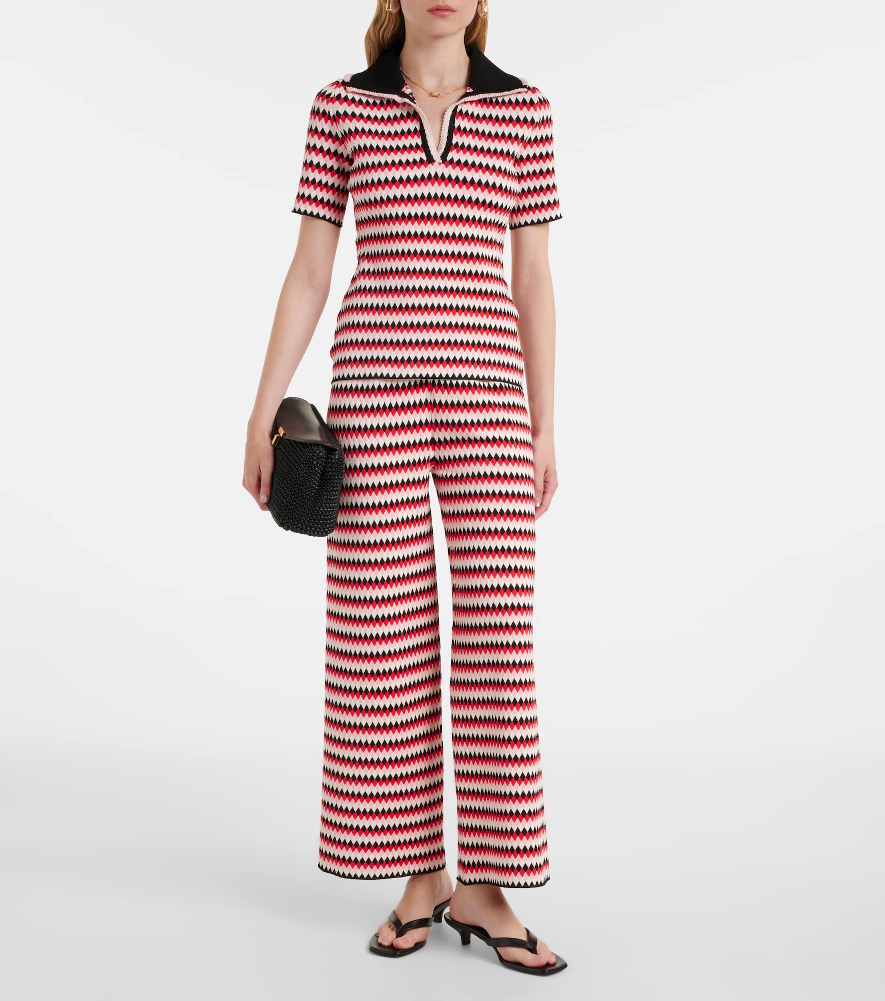 Checkers knitted wide-leg pants - 2