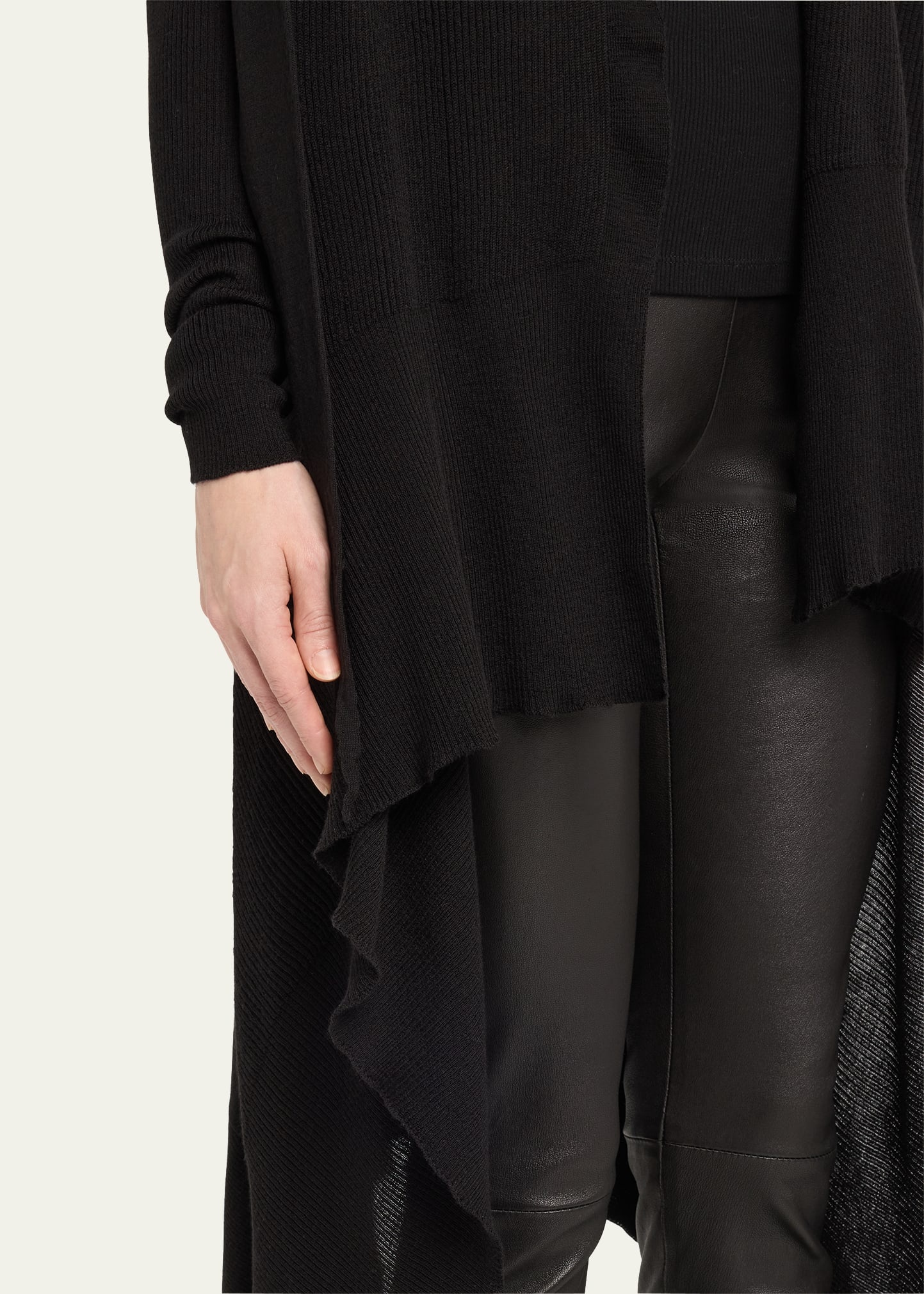Tied Long Wrap Wool Cardigan Sweater - 5