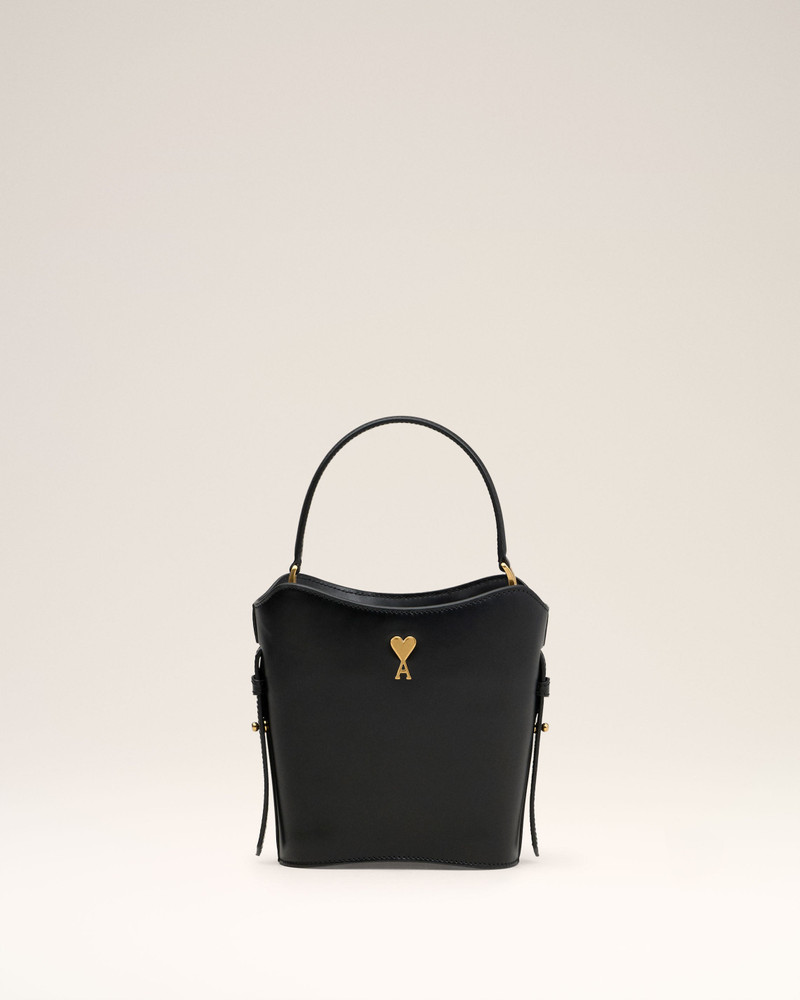 BLACK LEATHER MINI PARIS PARIS BUCKET BAG 1
