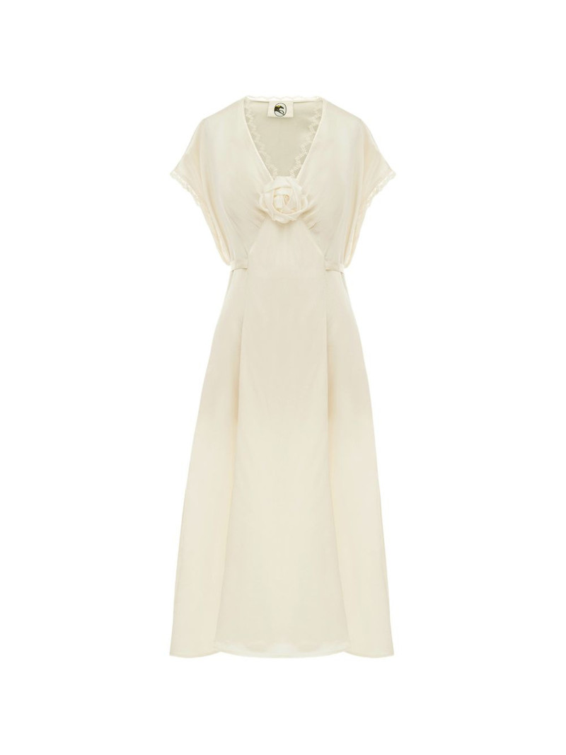 Genus Rosa lace-trim satin midi dress 1