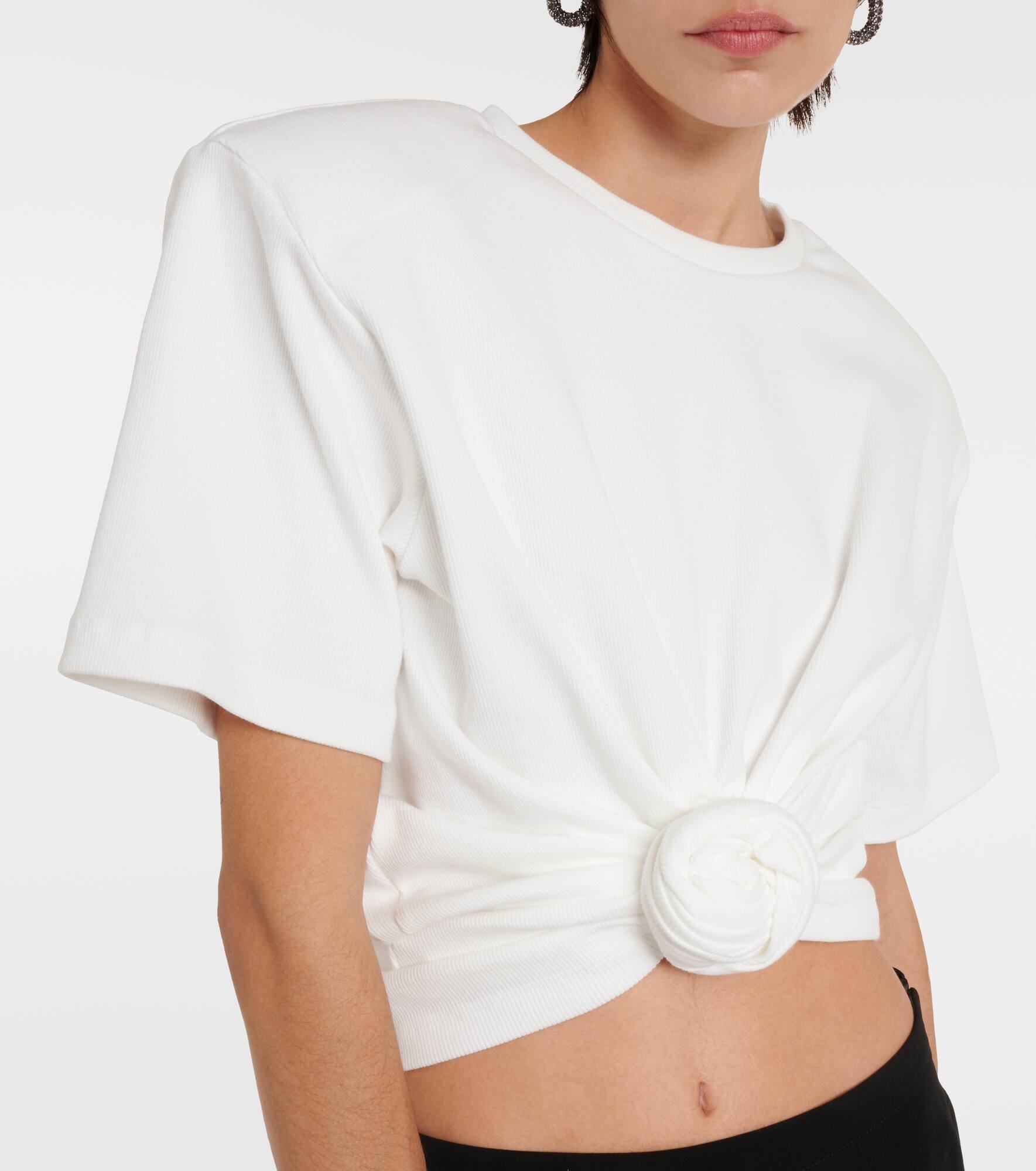 Gathered cotton jersey top - 4