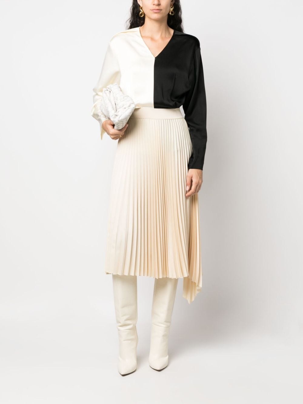 colour-block V-neck blouse - 2