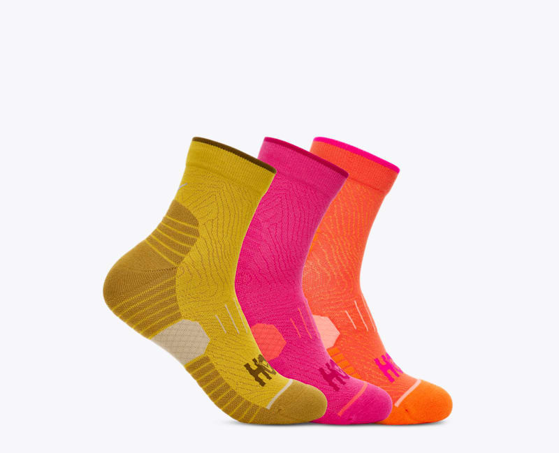 Quarter Run Sock 3-Pack in Yellow Gold/Rhubarb/Bell Pepper 1