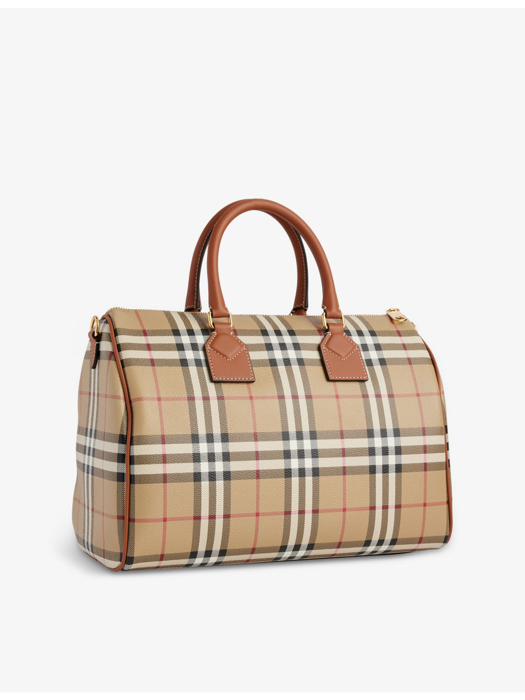 Check-print medium faux-leather bowling bag - 5