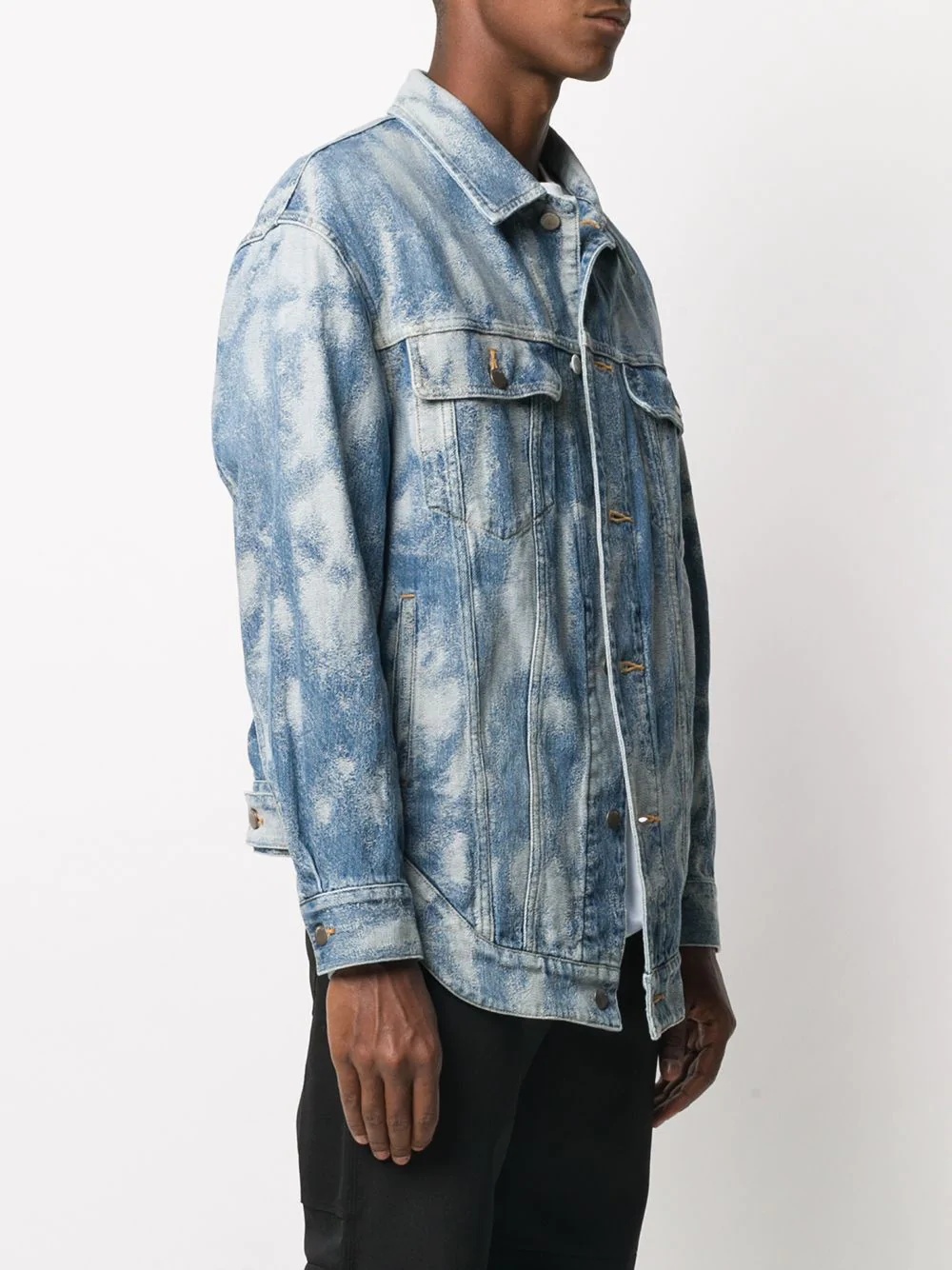 bleached-effect denim jacket - 4