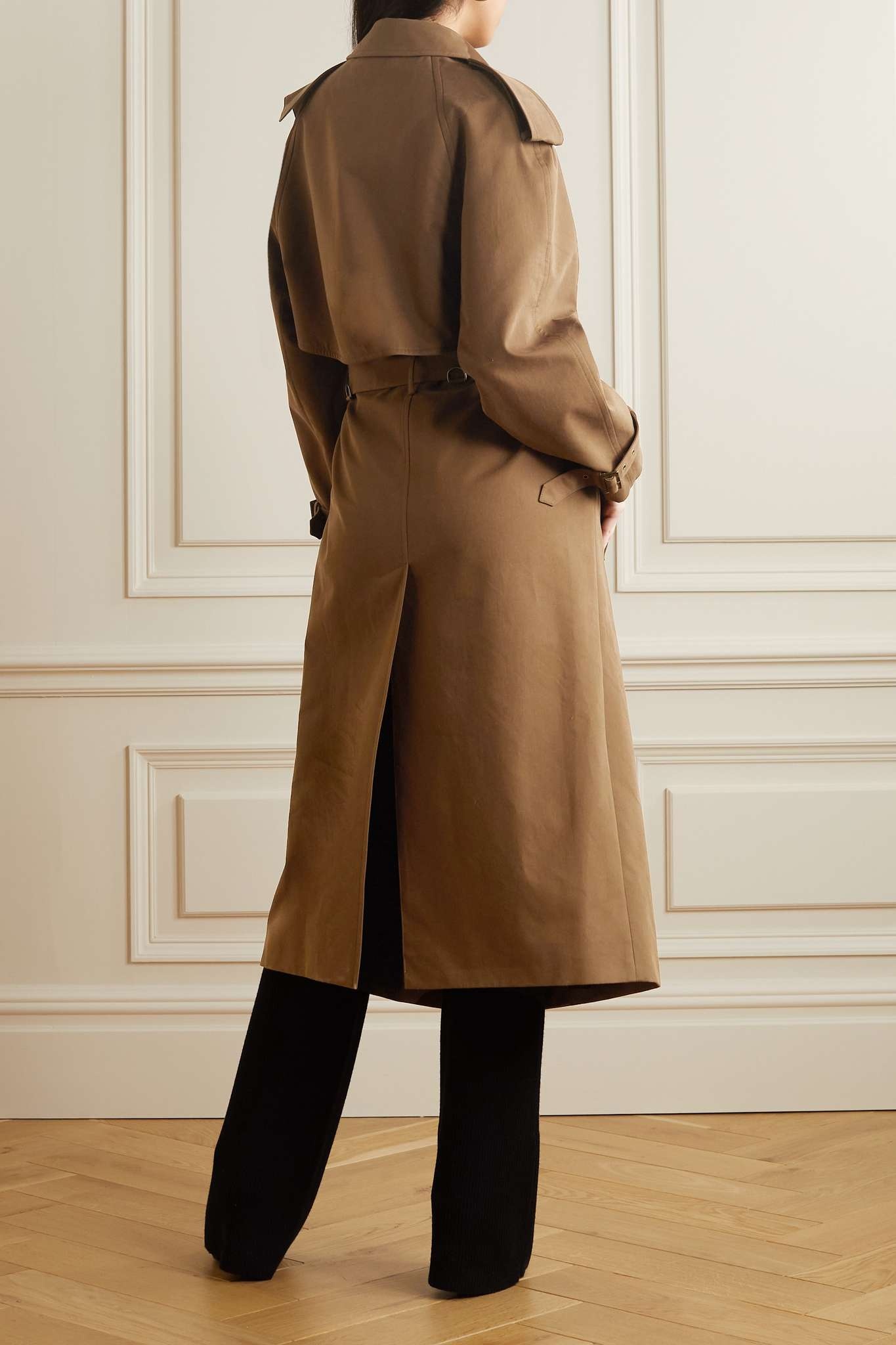 Belted double-breasted cotton-twill trench coat - 3
