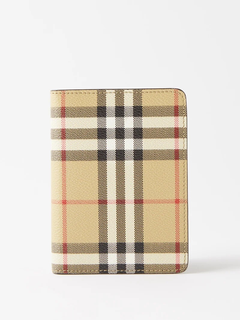Beige Check Passport Holder - 1