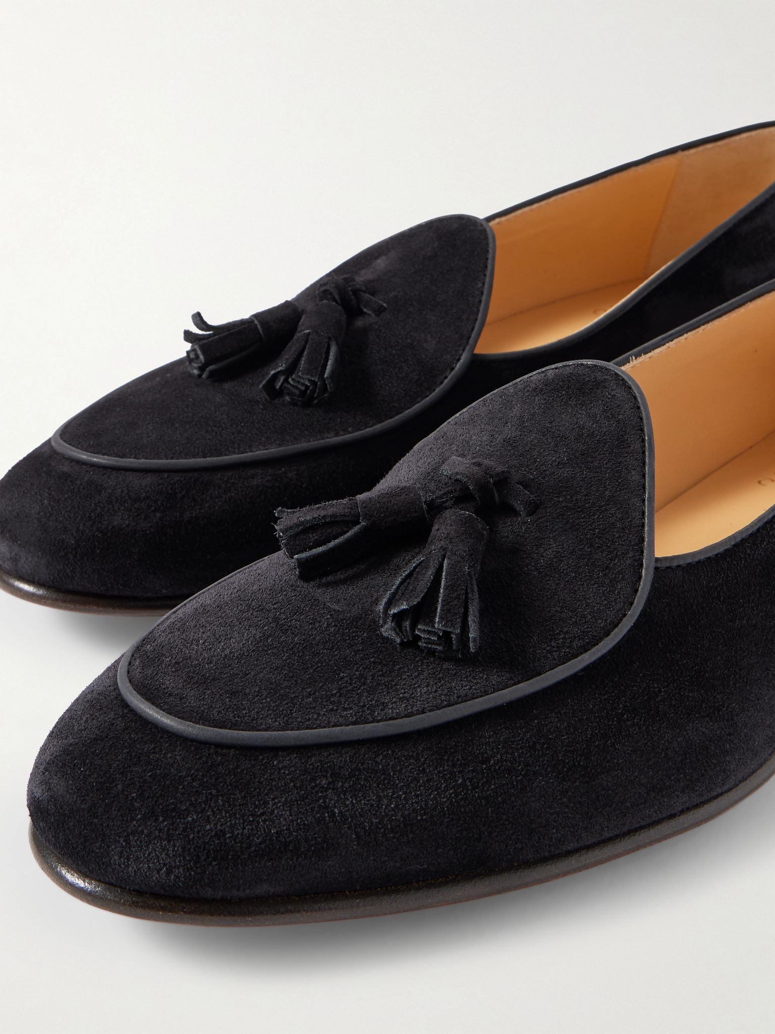 Tasselled Leather-Trimmed Suede Loafers Black - 5