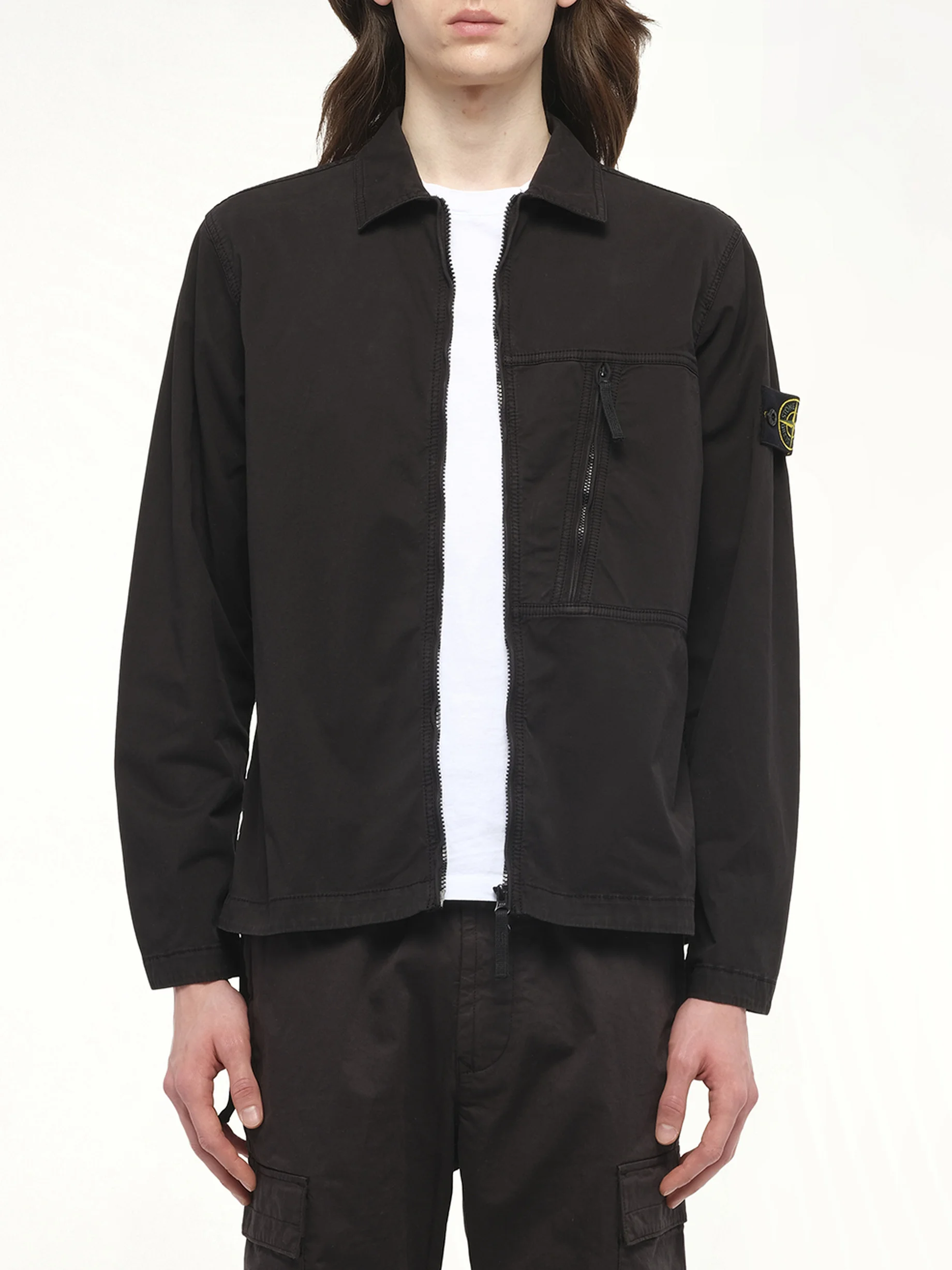 120000 Supima Overshirt in Black - 1